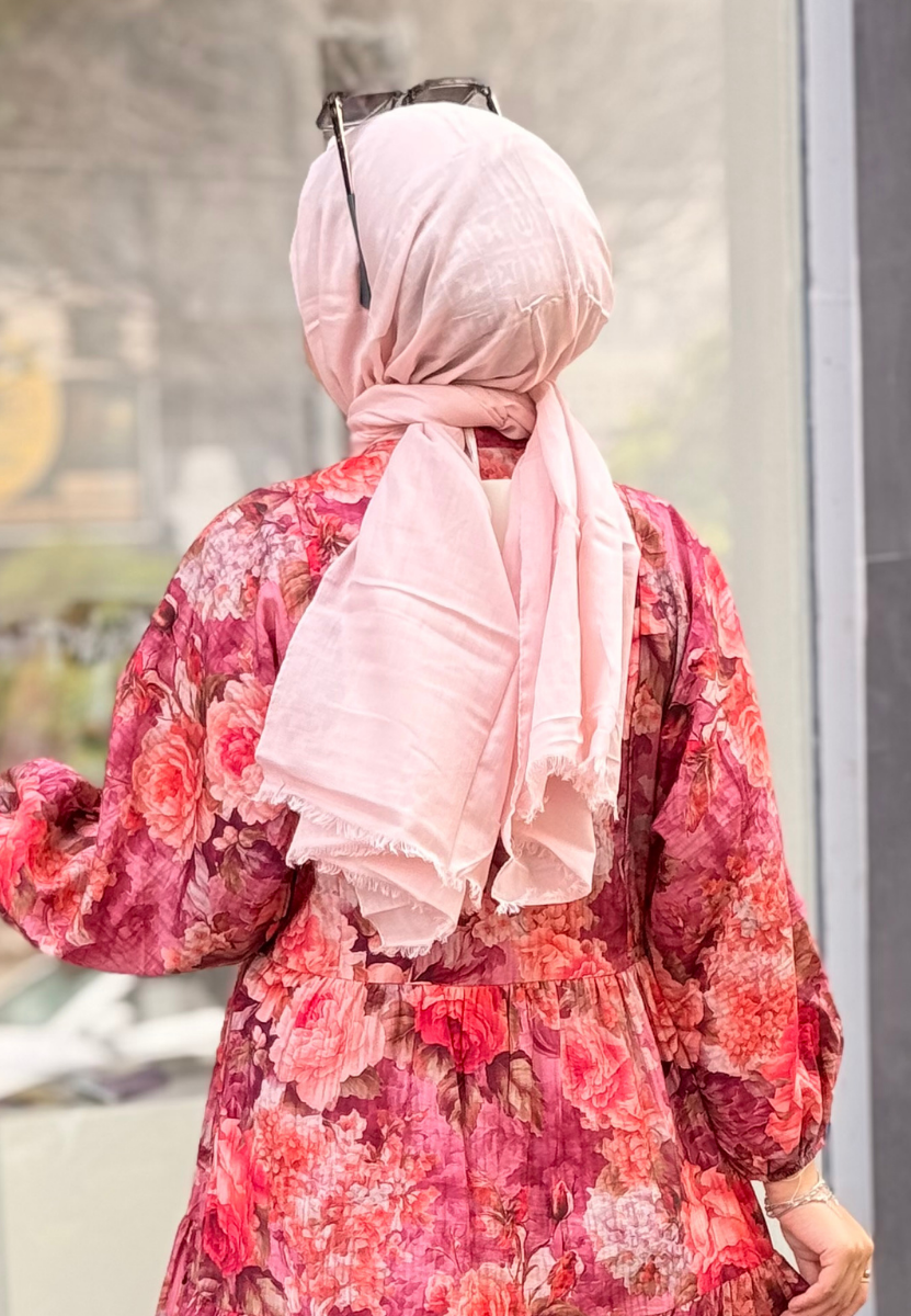 Uçuk Pembe İnce Pamuk Vual Şal