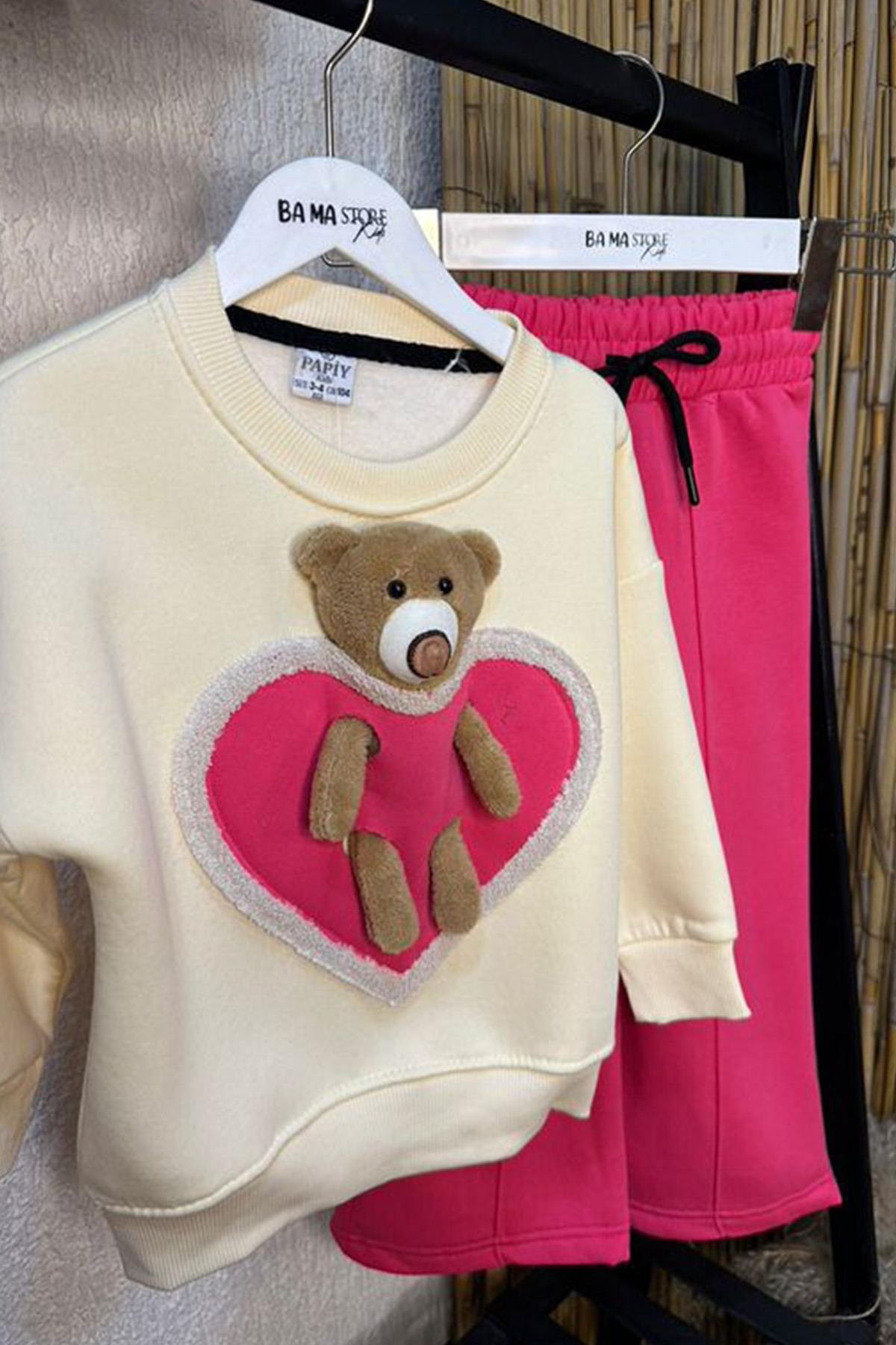 Ayıcıklı Takım Koyu Pembe 