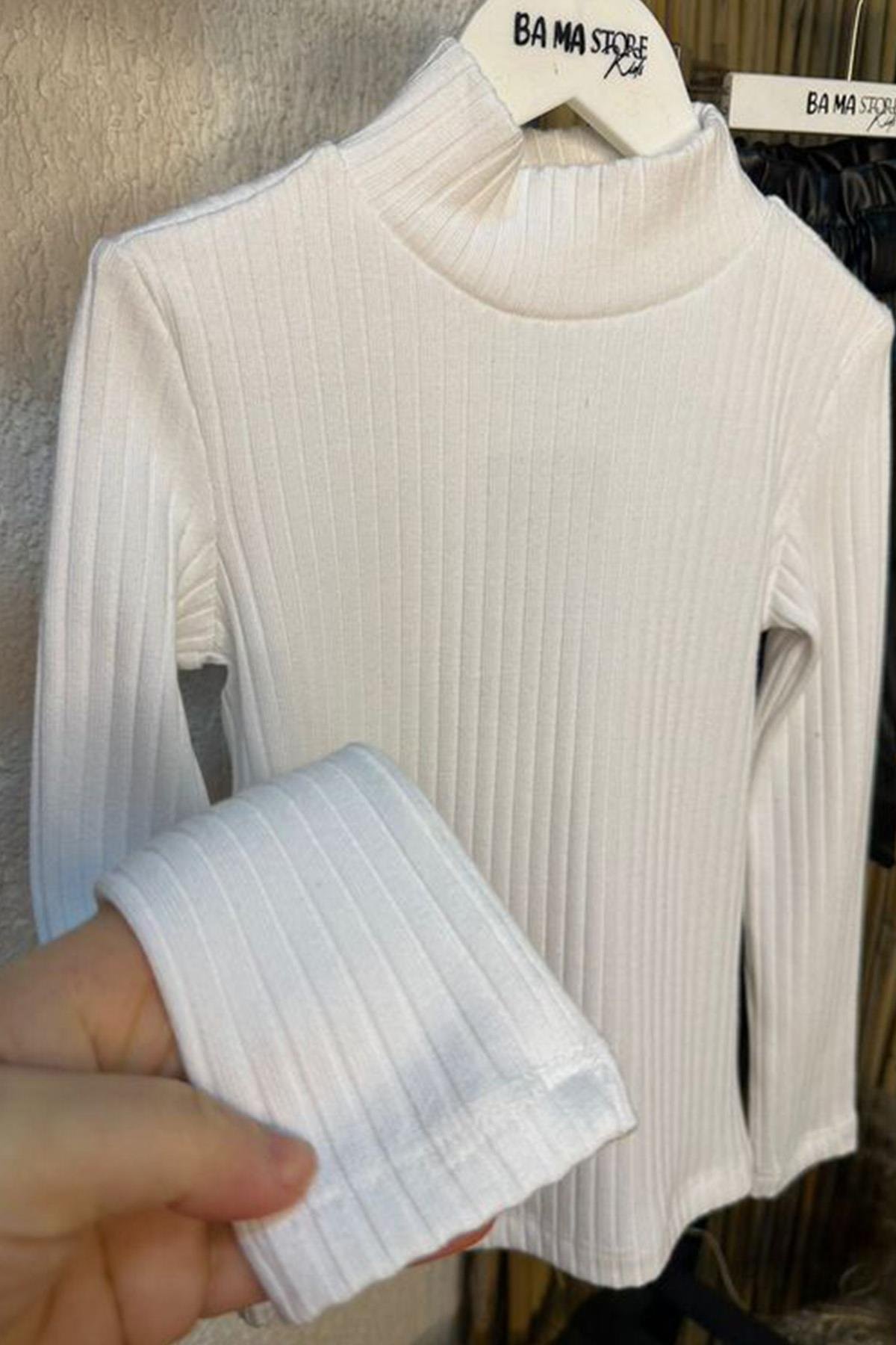 Boğazlı Penye Body Beyaz