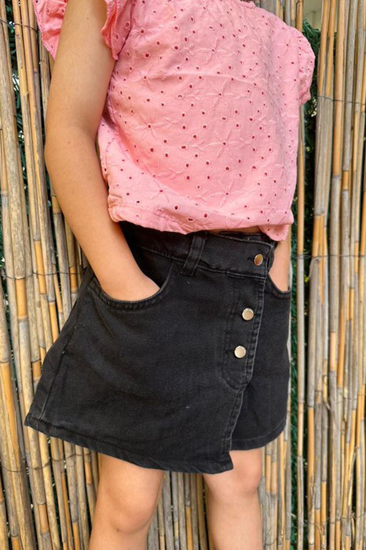 Denim Şort Etek Füme