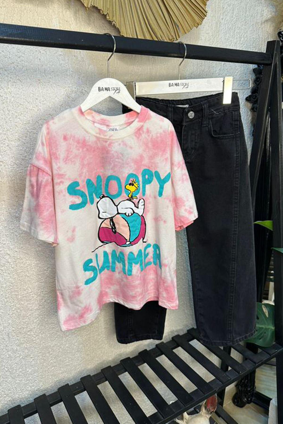 Snoopy Batik Tshirt Pembe