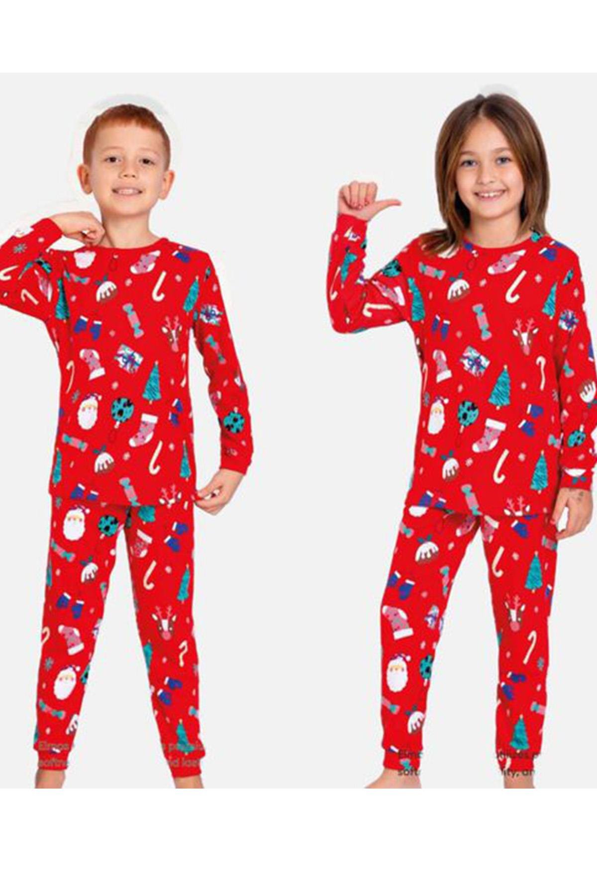 Unisex Yeni Yıl Temalı Pijama Takımı