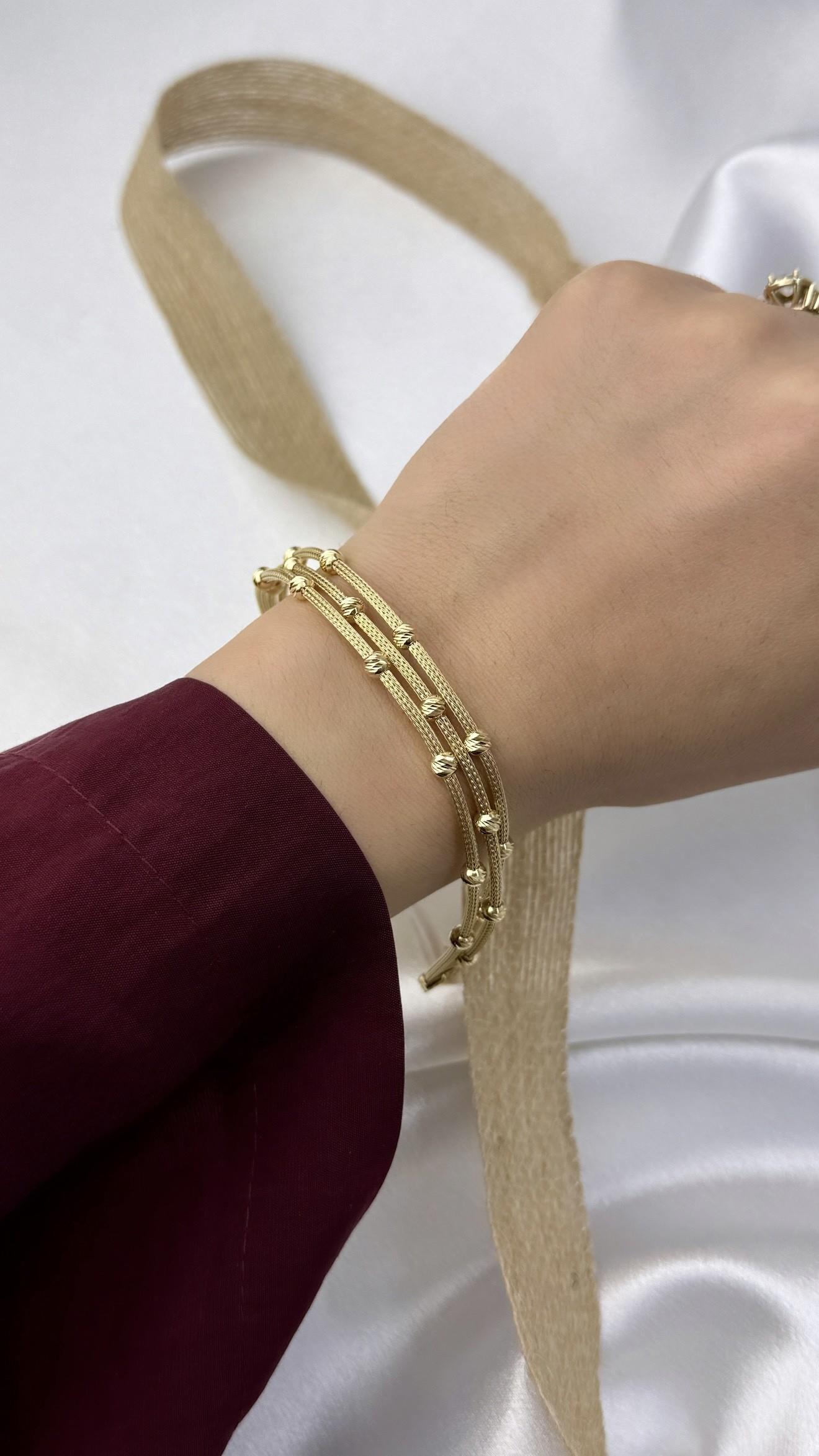 3 Sıralı Dorika Toplu Altın Bileklik