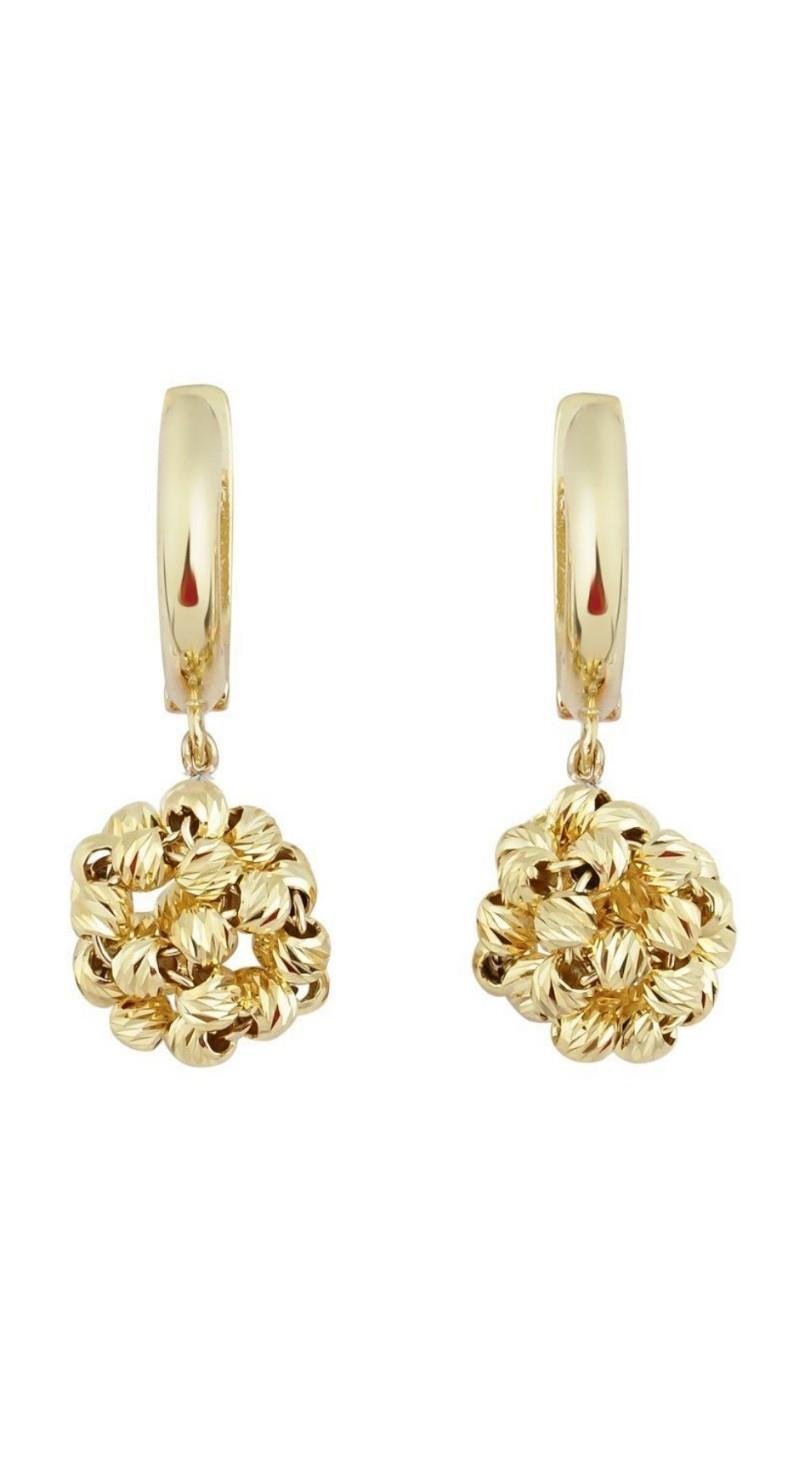 Altın Örme Gold Renkli Top Küpe 