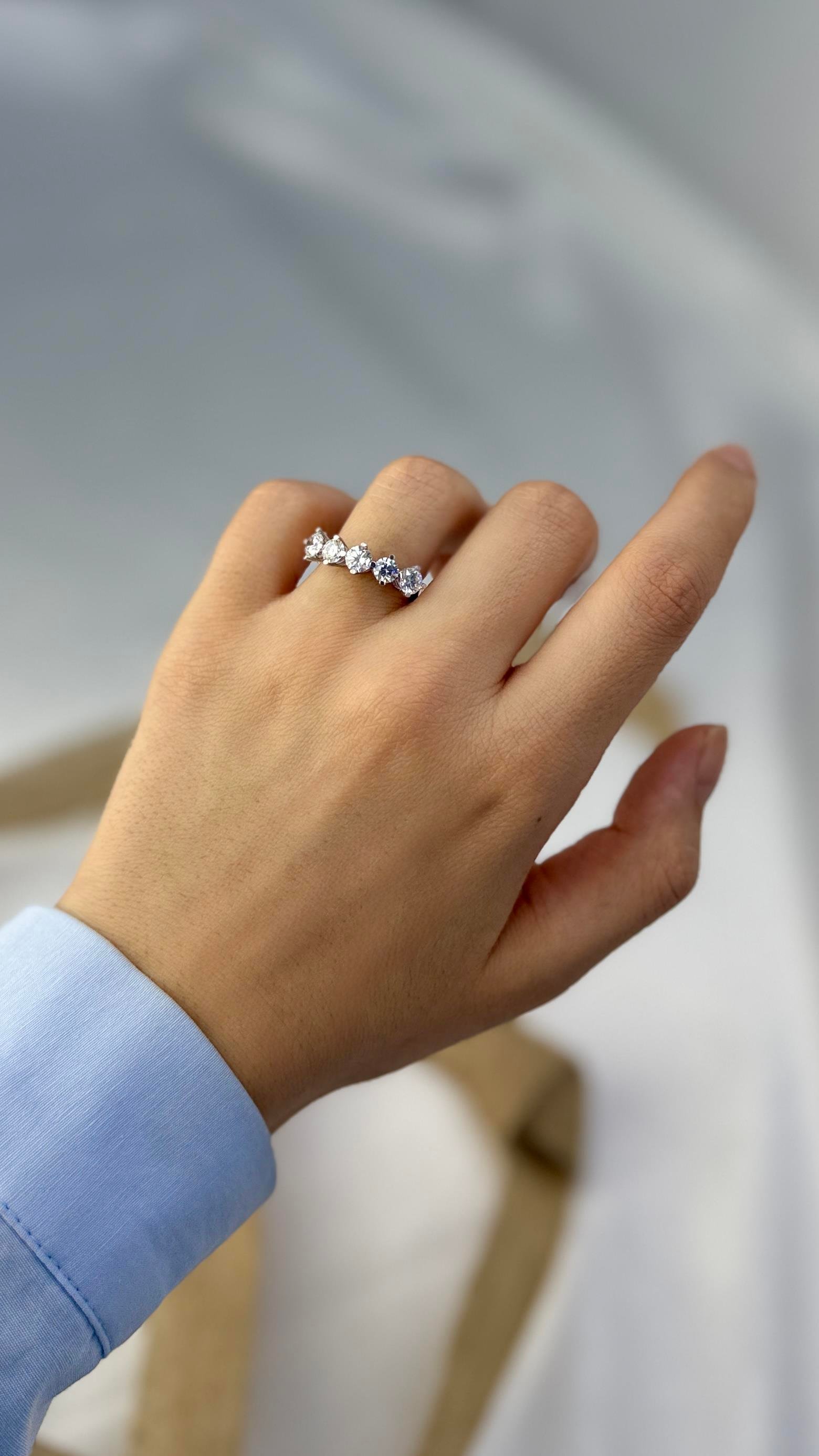 Beyaz Altın Beştaş Yüzük