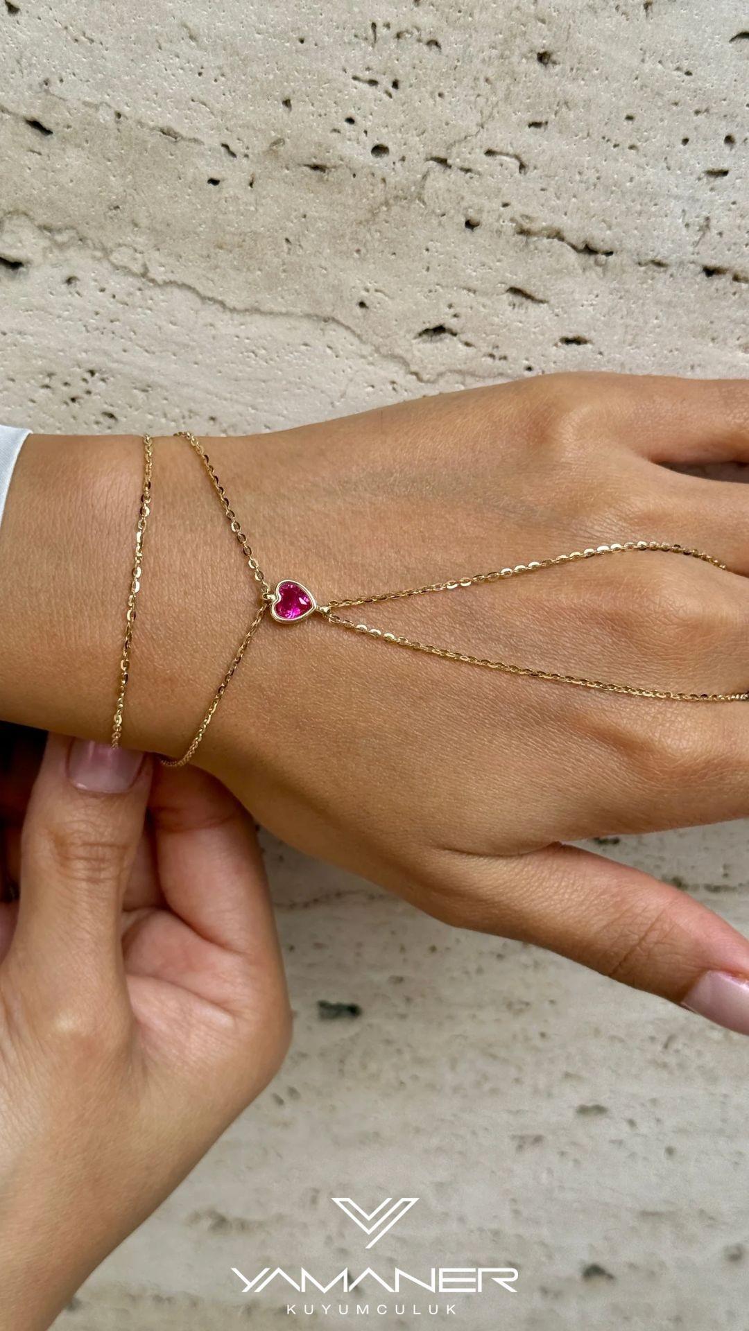 Cetaş Renkli Taşlı Kalp Şahmeran