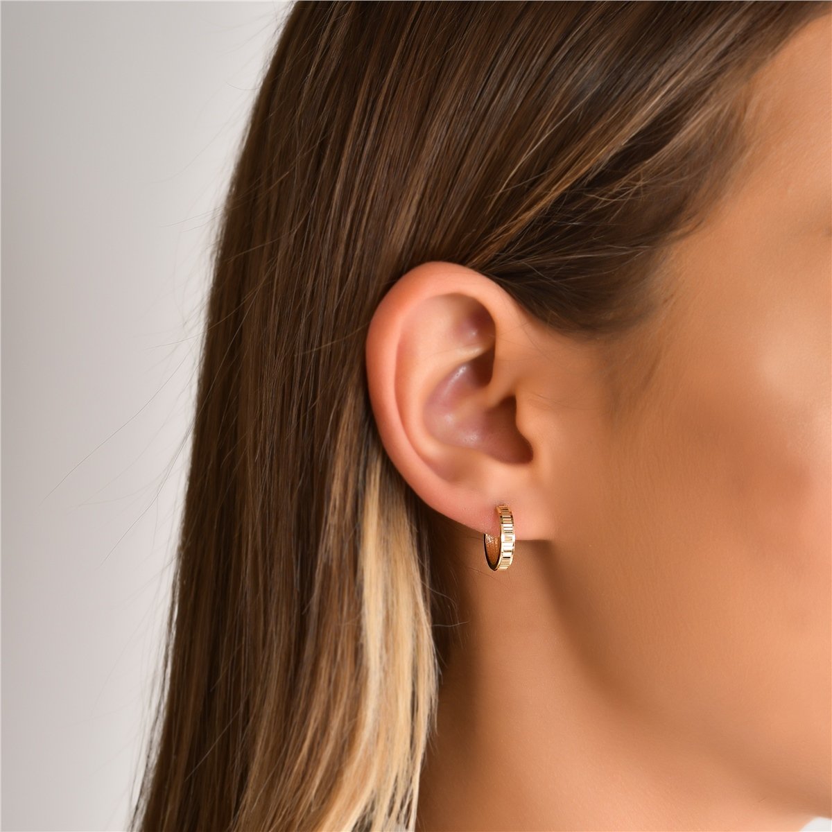 Çizgi Desenli Halka Küpe