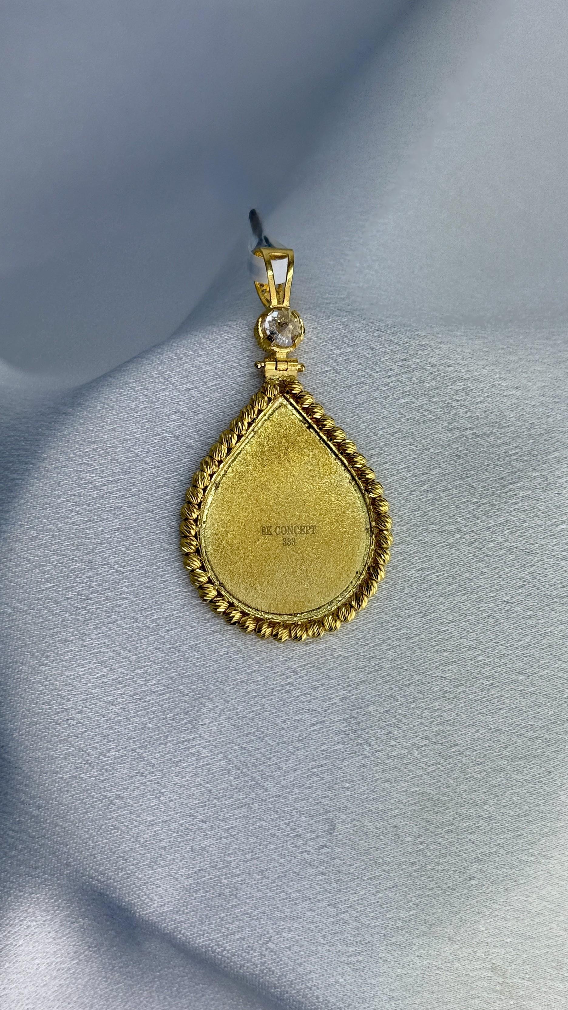 Dorika Toplu Damla Tuğralı Altın Kolye Ucu