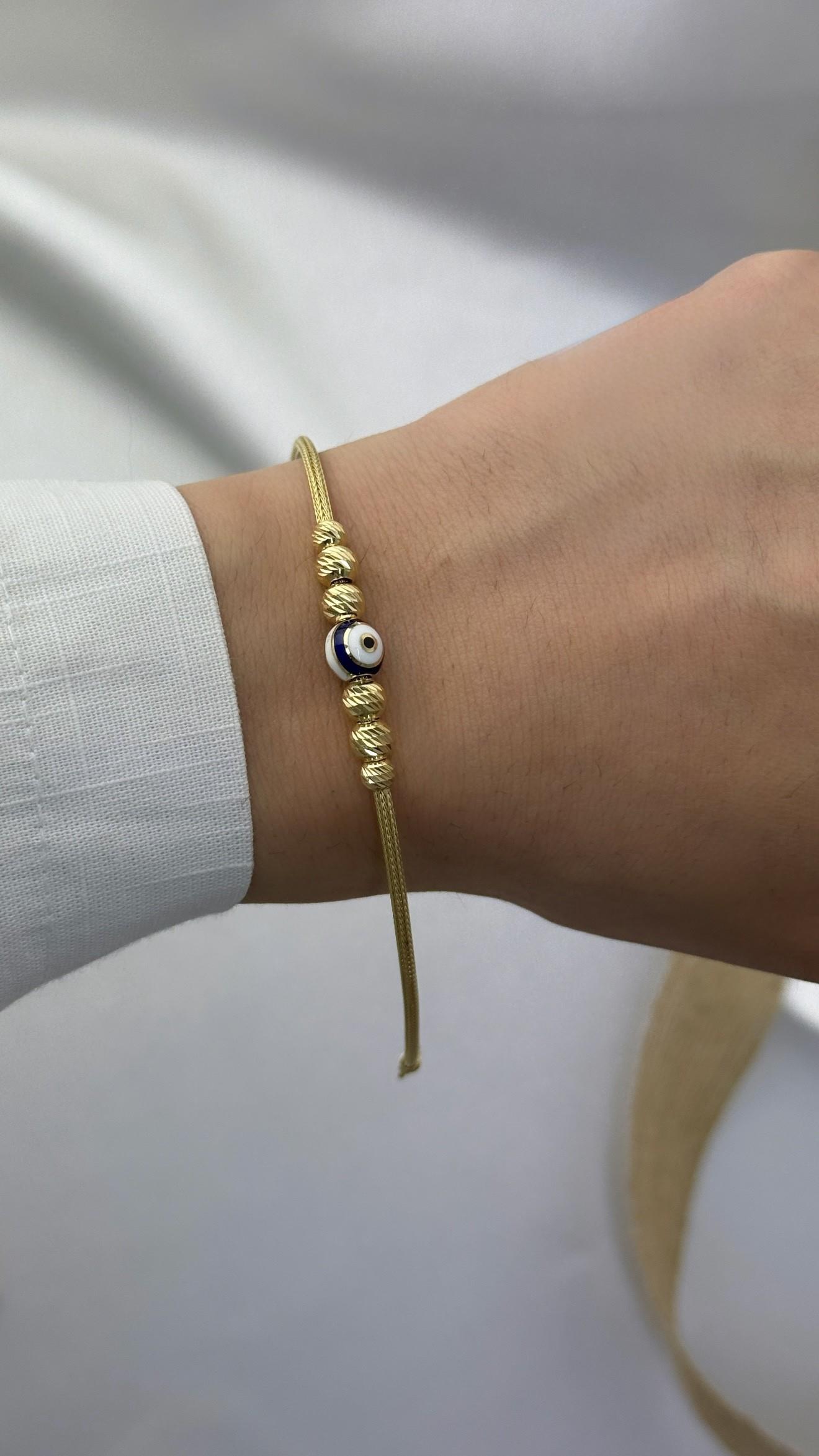 Dorika Toplu Nazar Boncuğu Toplu Altın Bileklik