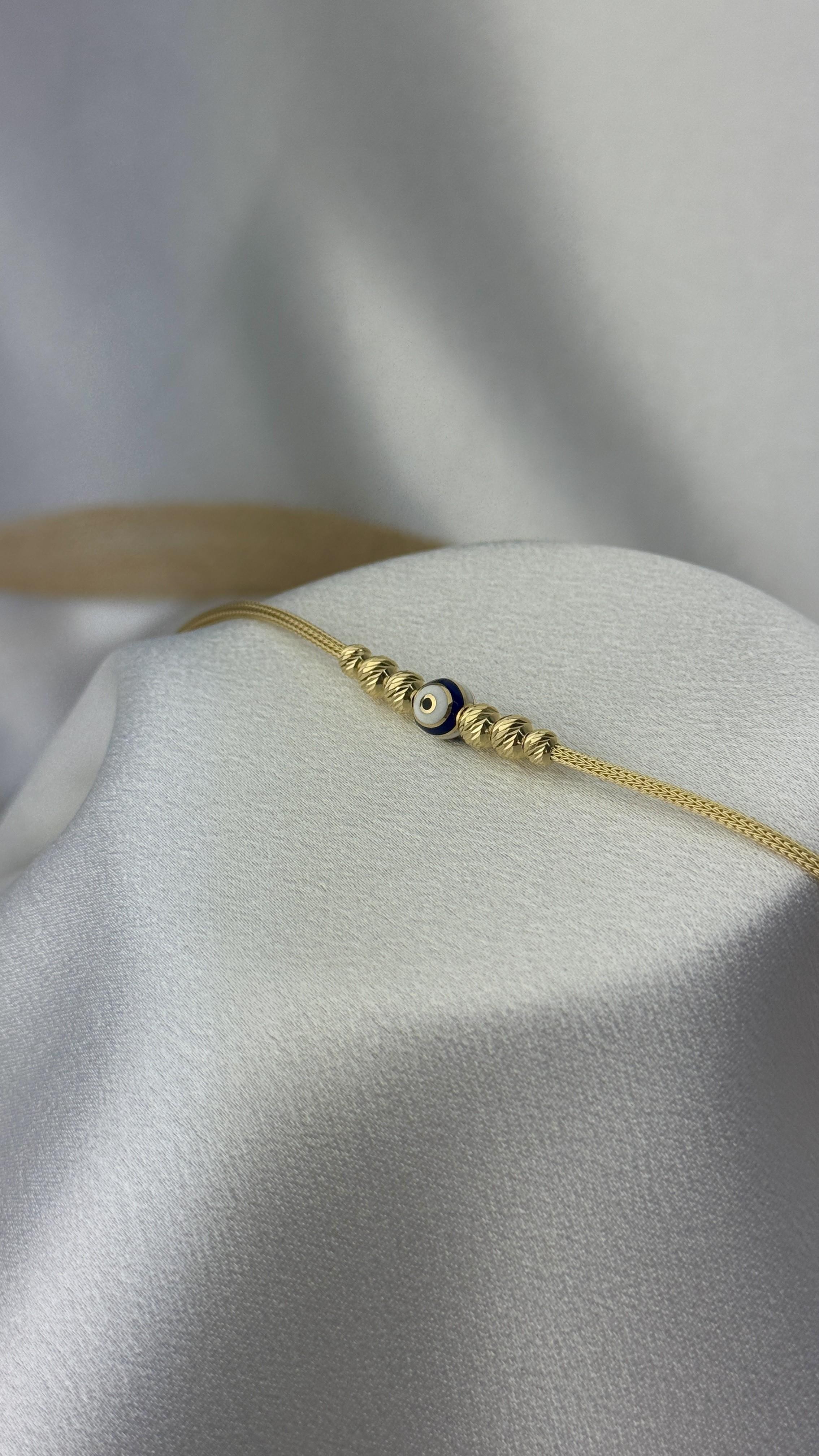 Dorika Toplu Nazar Boncuğu Toplu Altın Bileklik