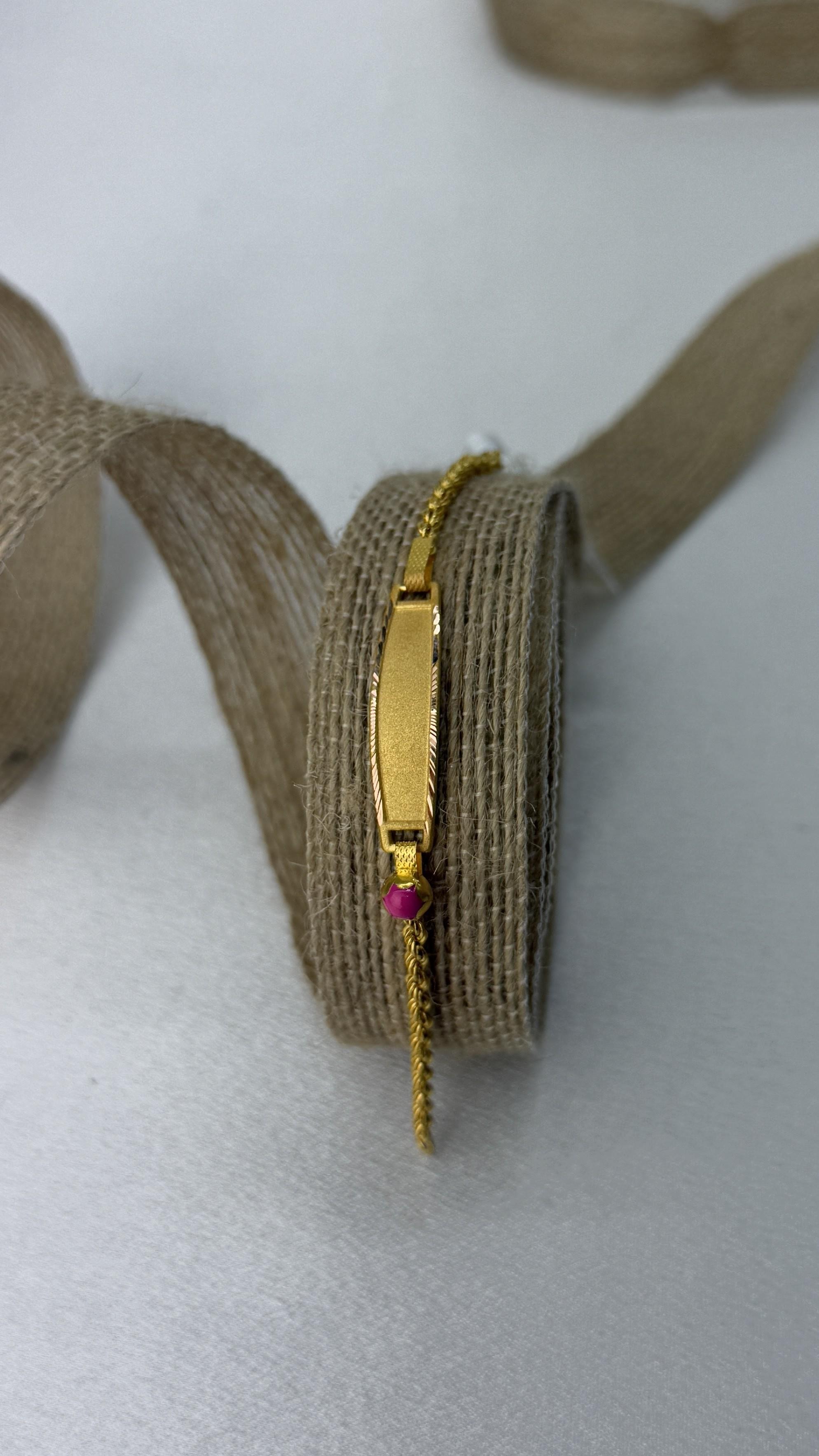 Kız Bebek Künyesi Altın Bileklik 