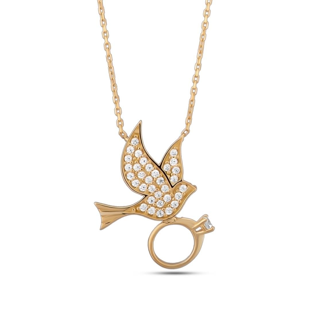 Kuş ve Tektaş Figürlü Kolye