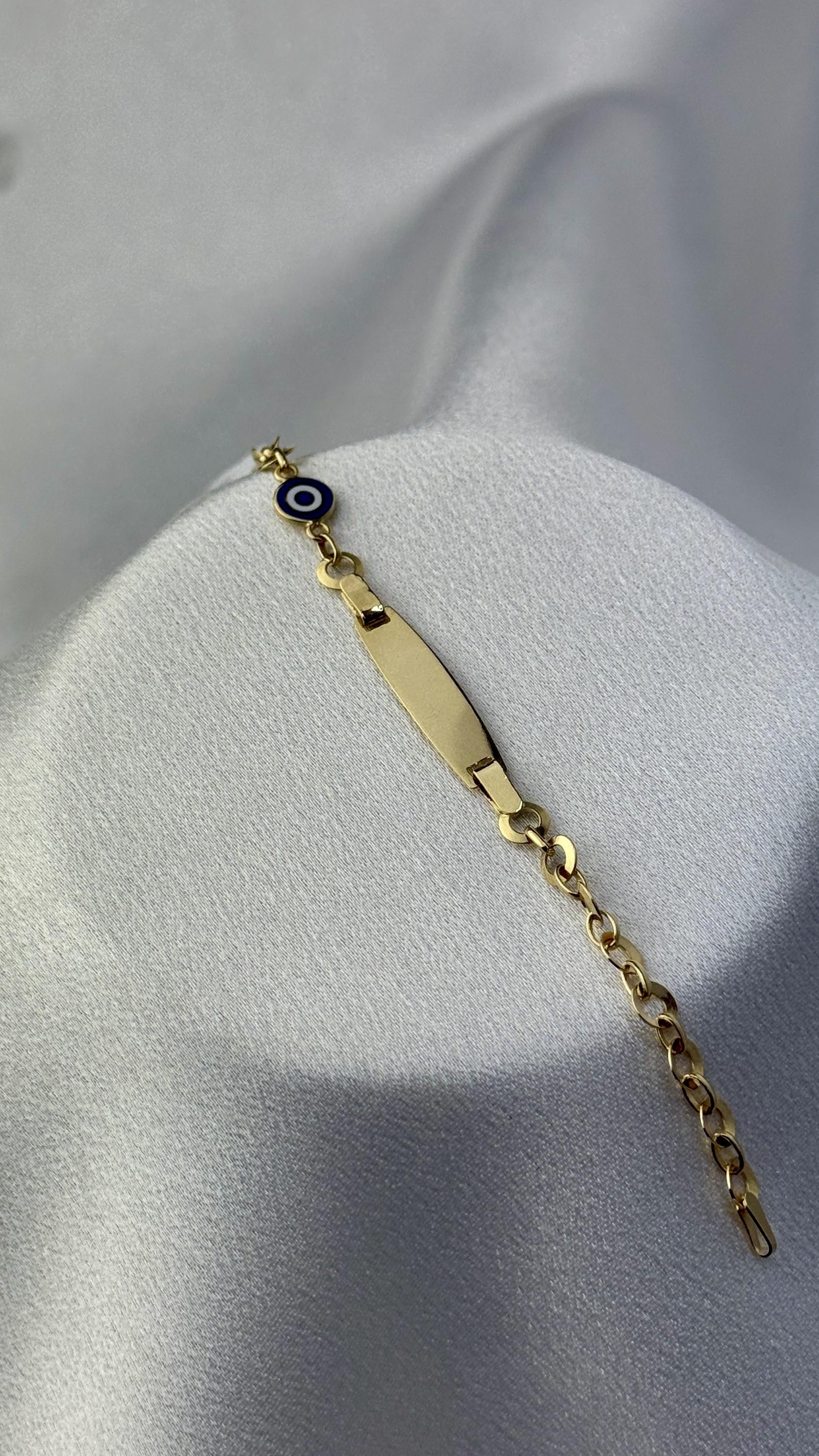 Nazar Boncuğu Mineli Altın Çocuk Bilekliği