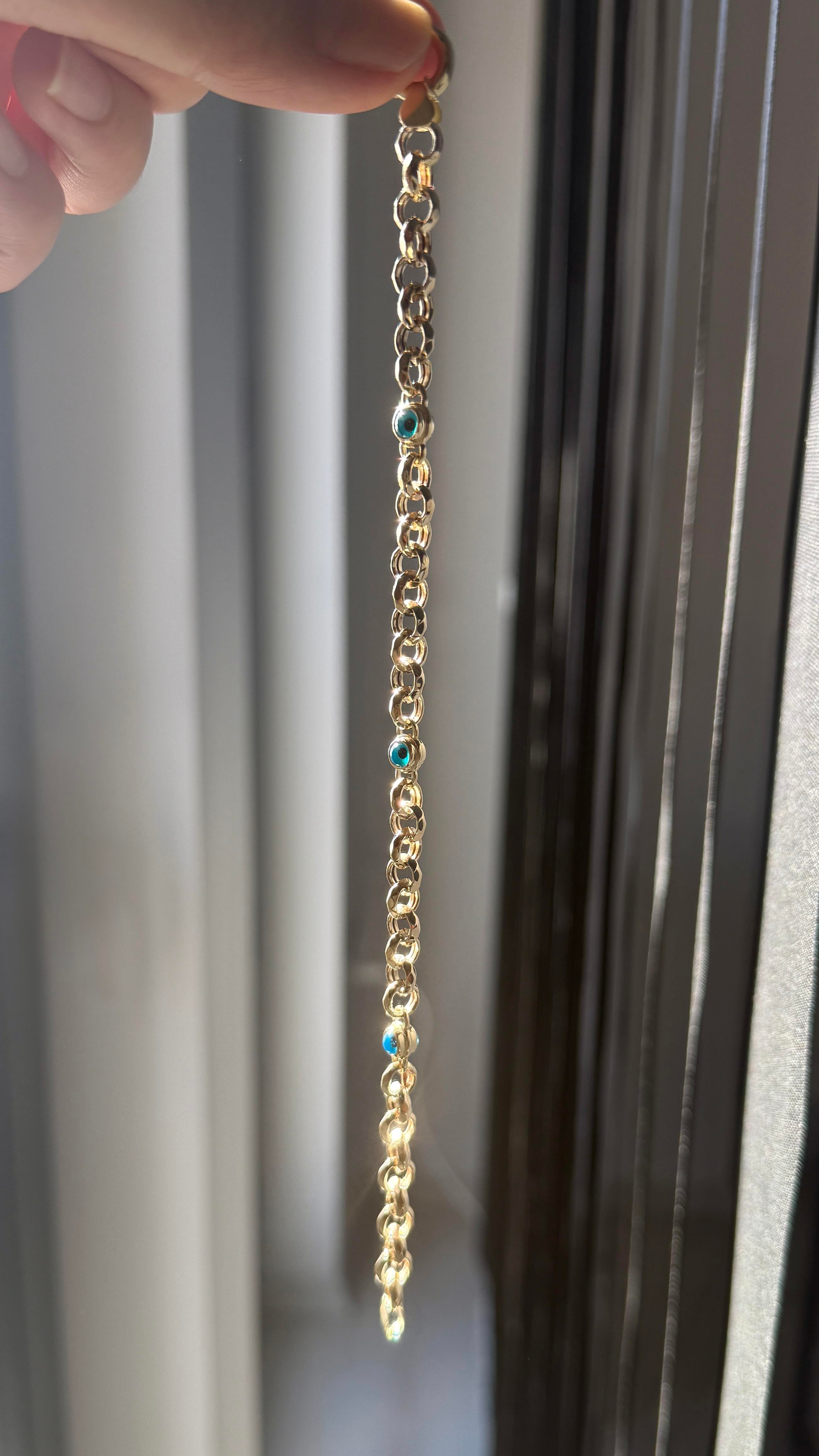 Nazar Boncuğu Taşlı Geometrik Halka Bileklik