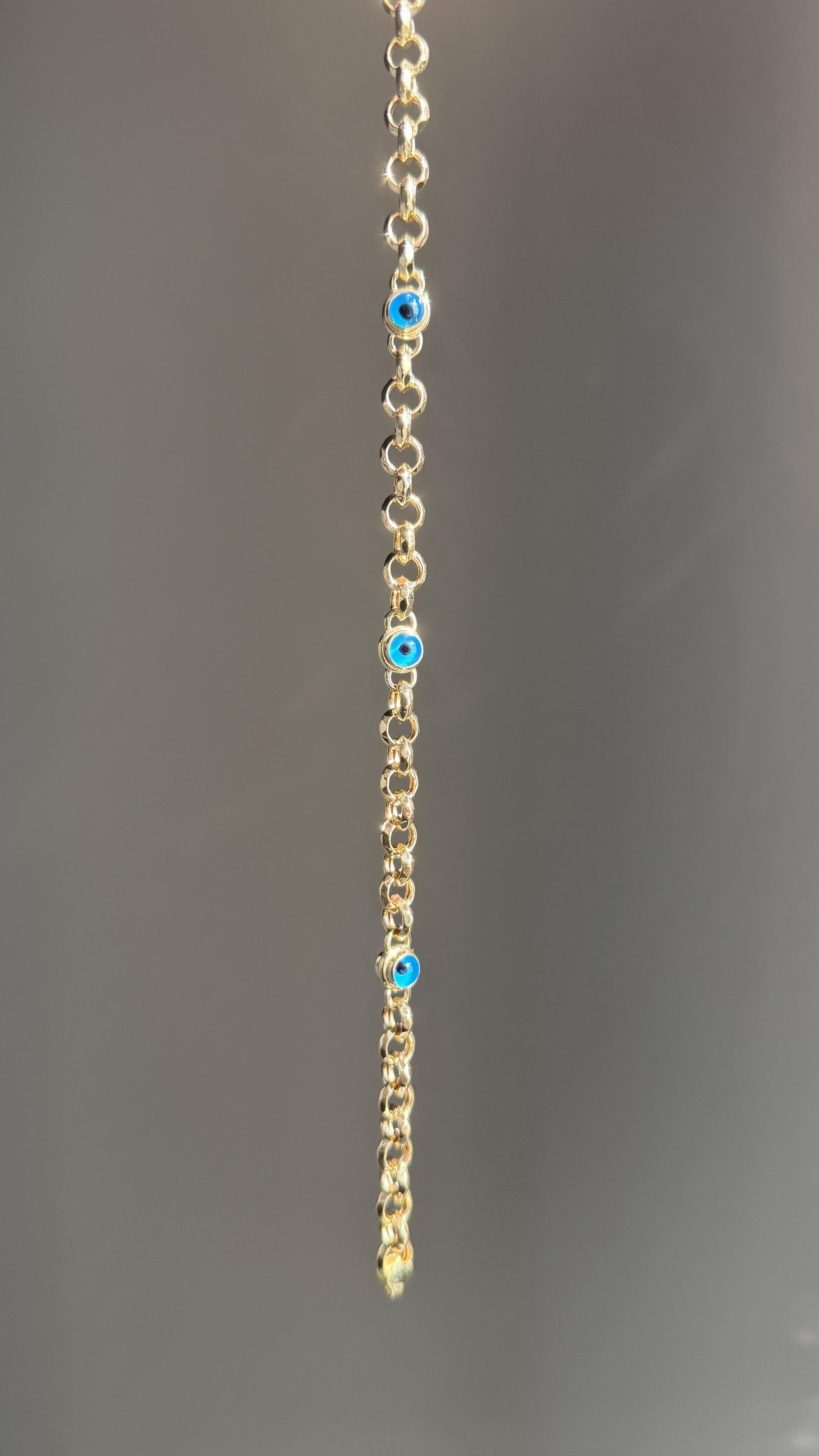 Nazar Boncuğu Taşlı Geometrik Halka Bileklik