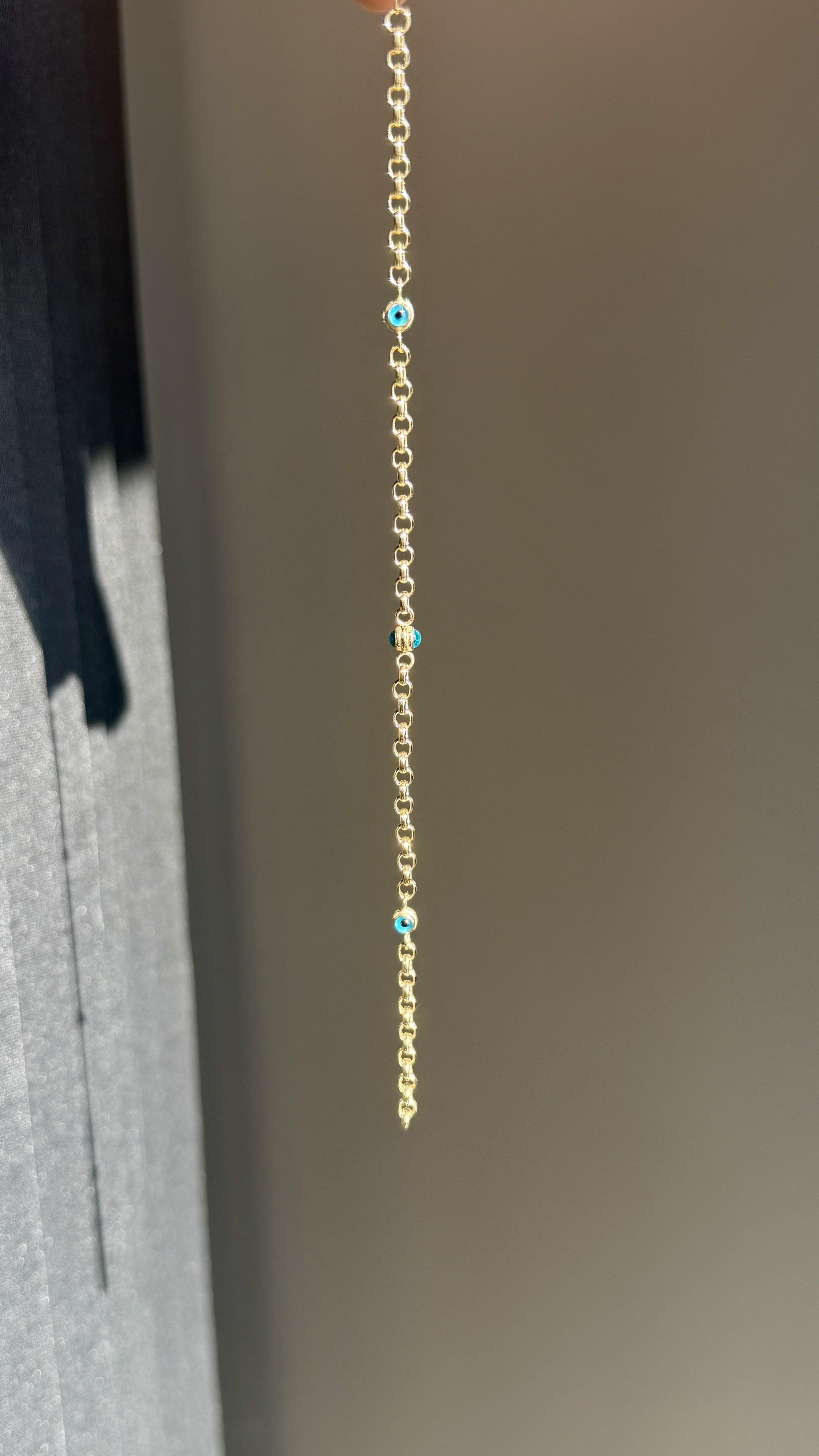 Nazar Boncuğu Taşlı Halka Zincir Bileklik