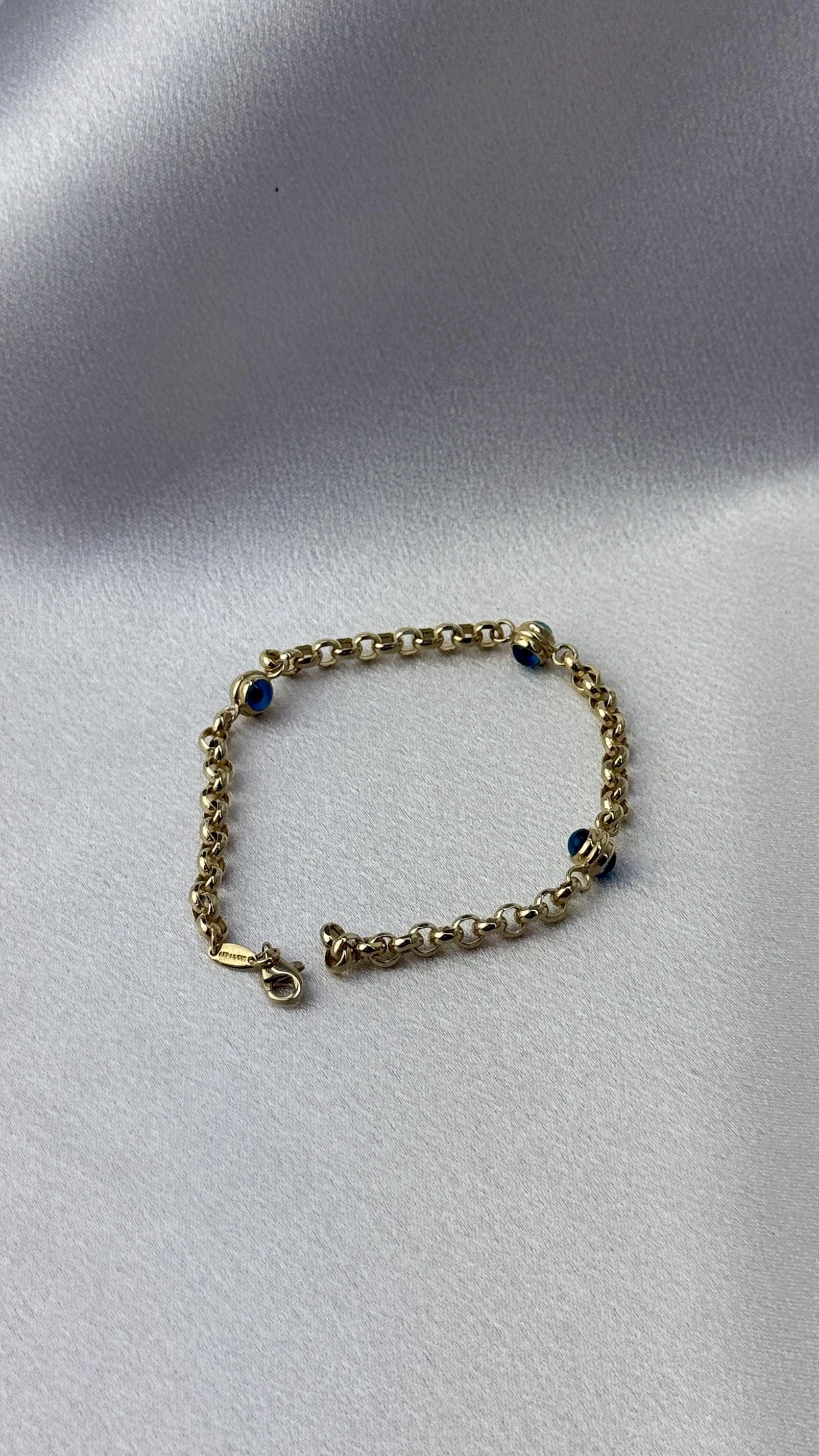 Nazar Boncuklu Altın Halka Bileklik