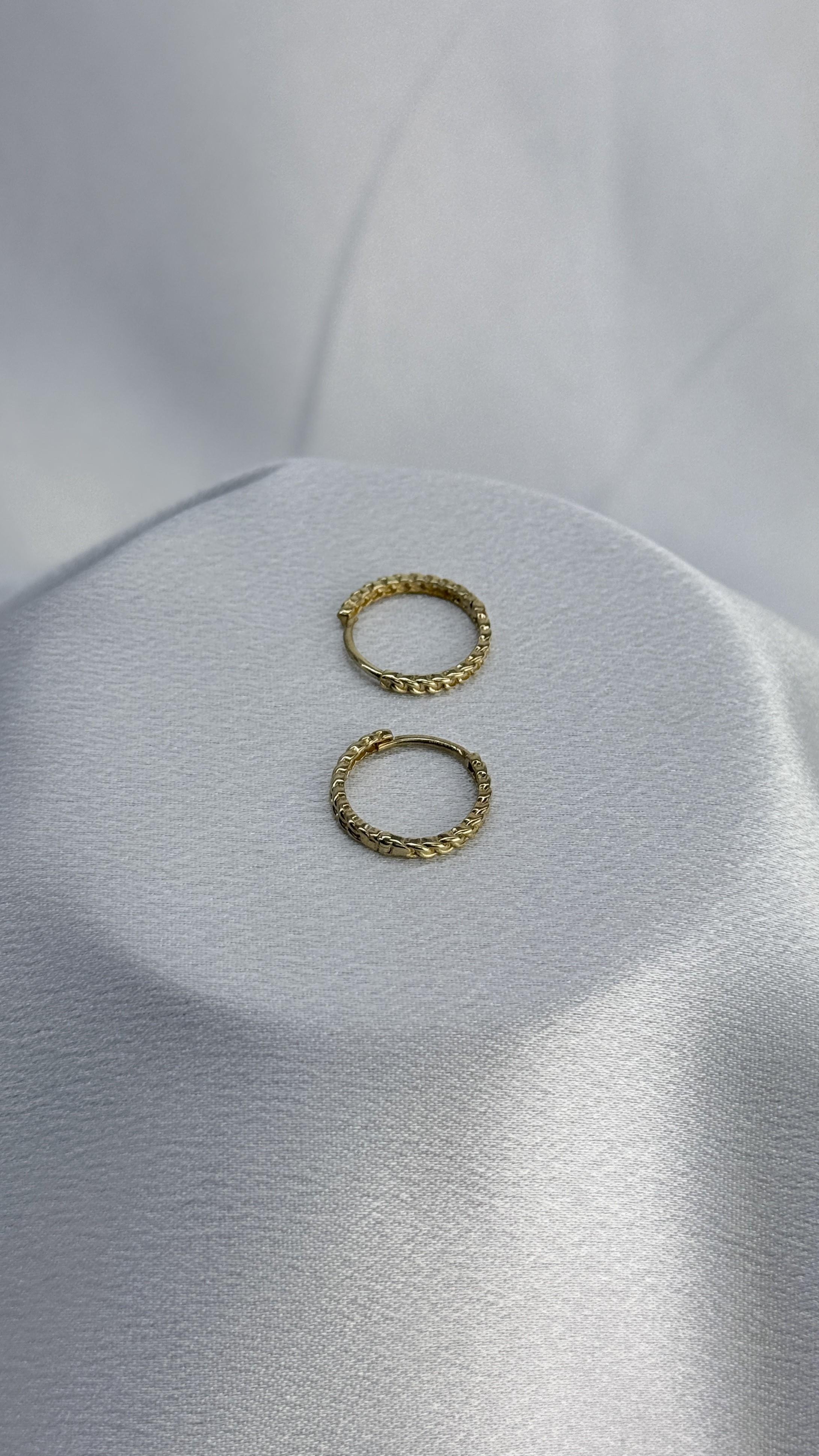 Örgü Model Halka Altın Küpe 