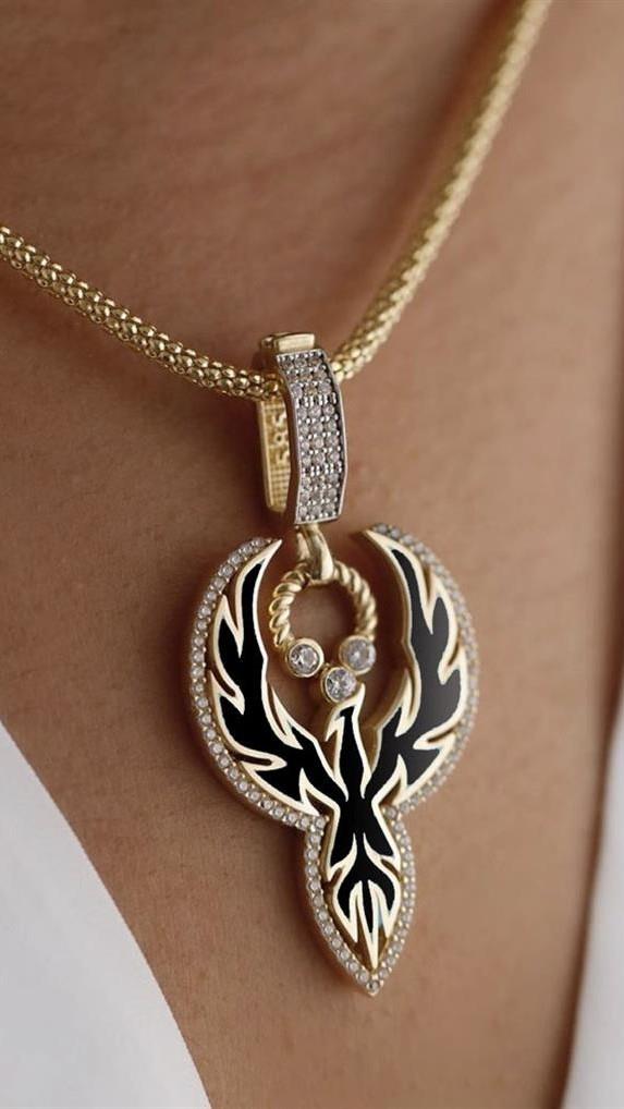 Siyah Mineli Anka Kuşu Charm