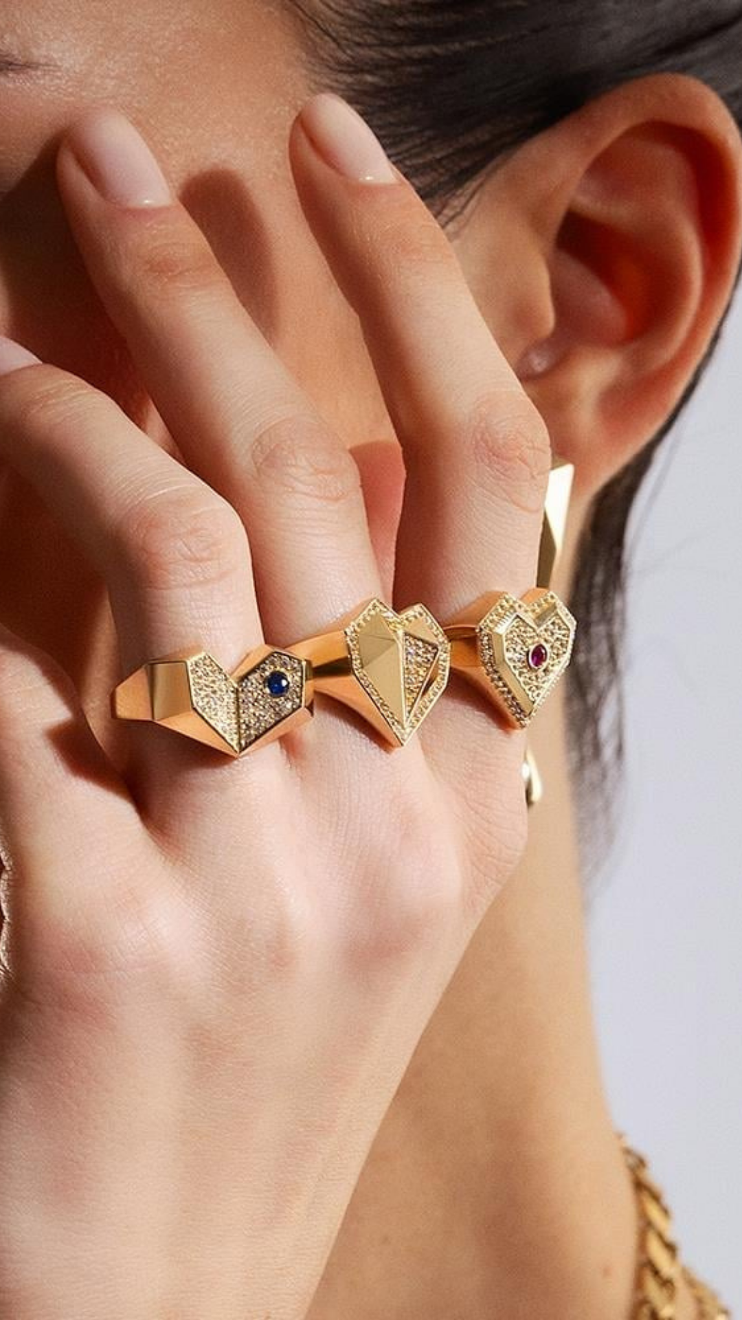 Taşlı Kalp Yüzük