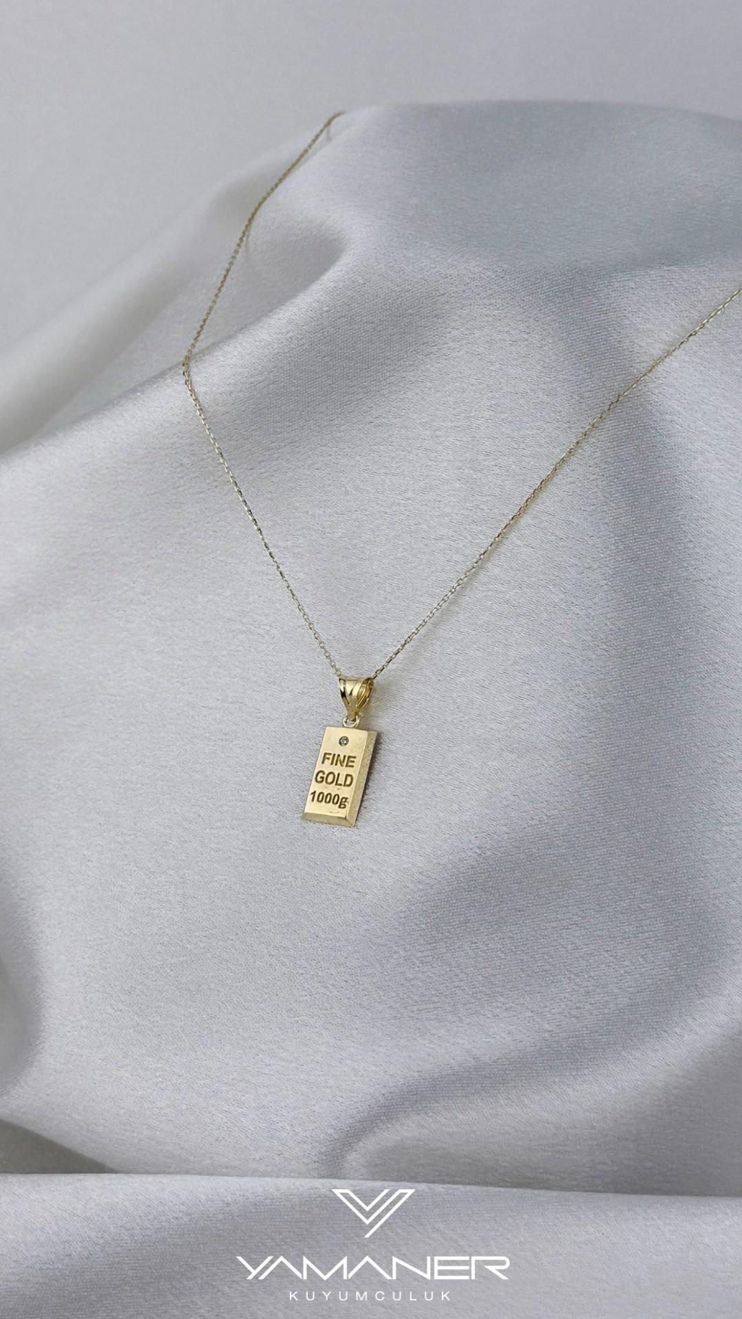 Taşlı Külçe Model Kolye