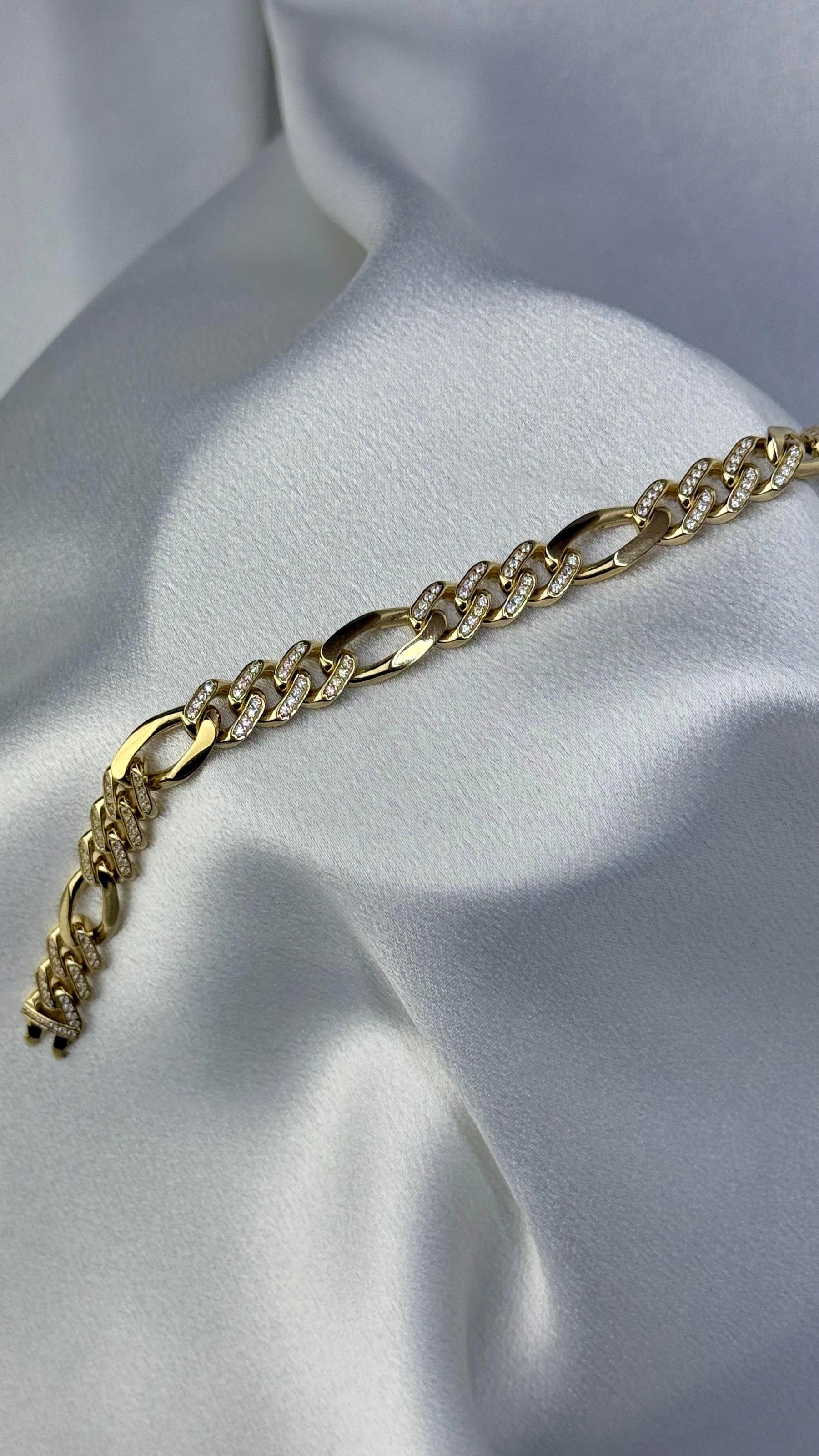 Taşlı ZigZag Model Altın Bileklik