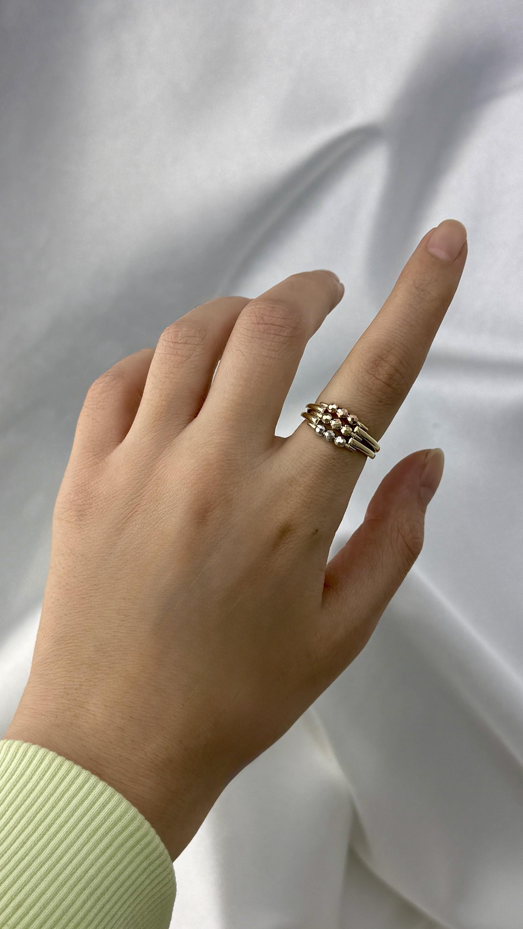 Üç Sıralı Dorika Toplu Altın Yüzük