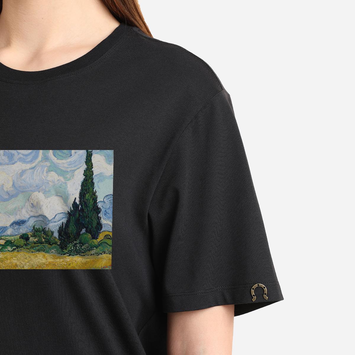 Tshirt Wheat Fields With Cypresses Kadın