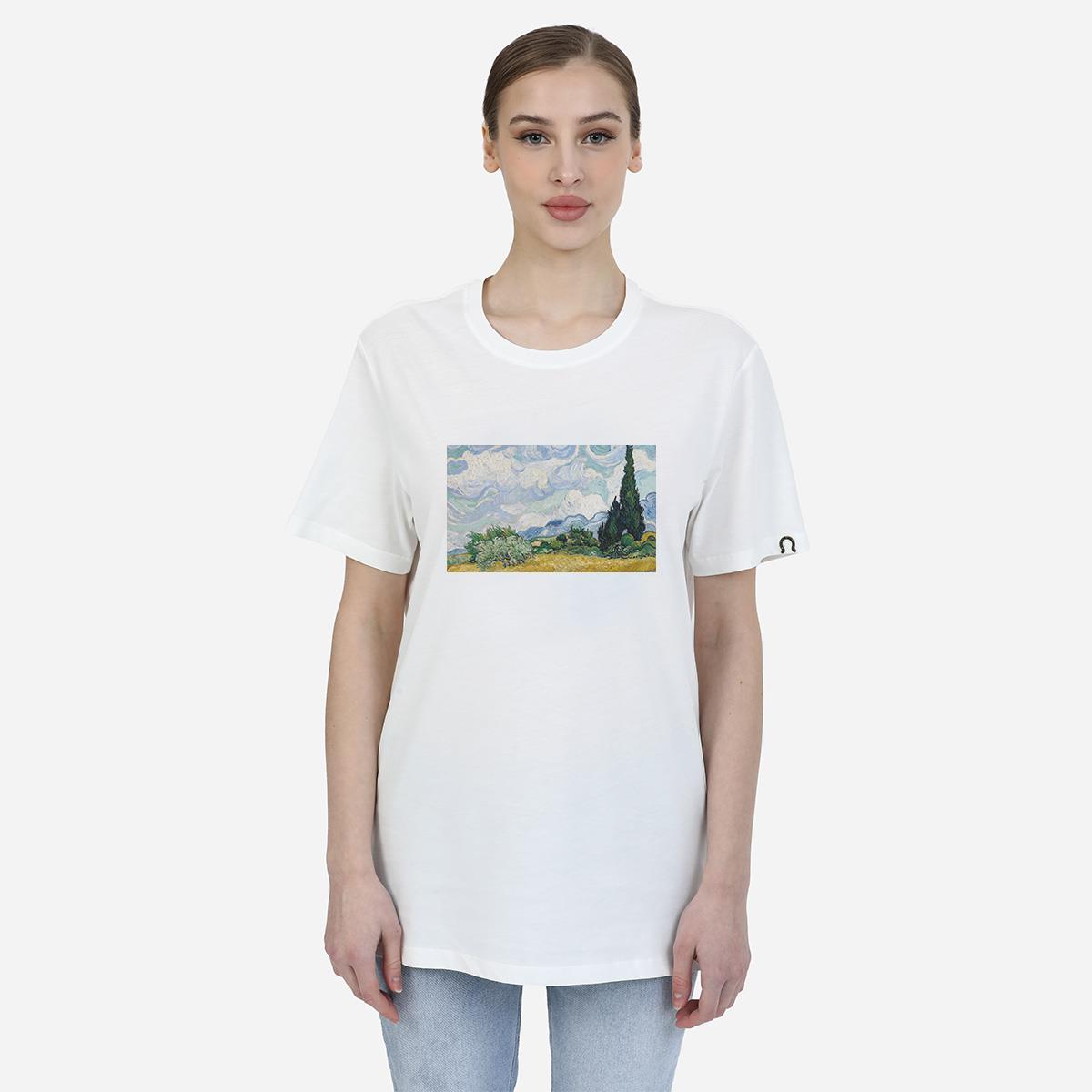 Tshirt Wheat Fields With Cypresses Kadın