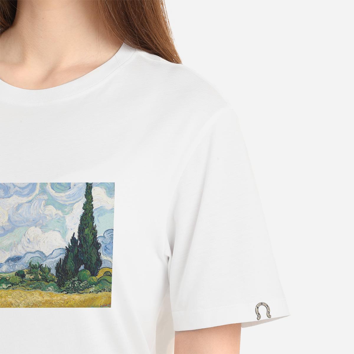 Tshirt Wheat Fields With Cypresses Kadın