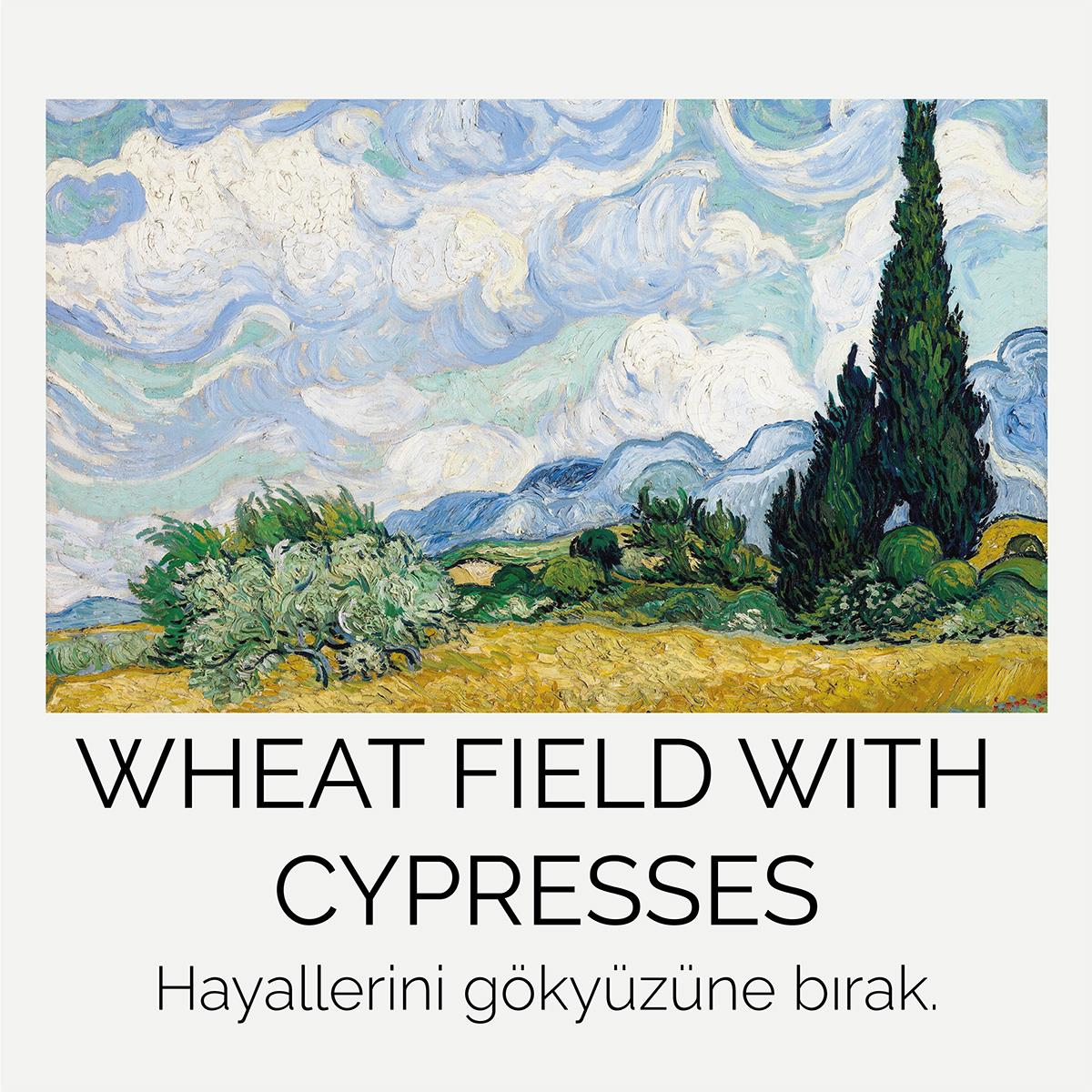 Tshirt Wheat Fields With Cypresses Kadın
