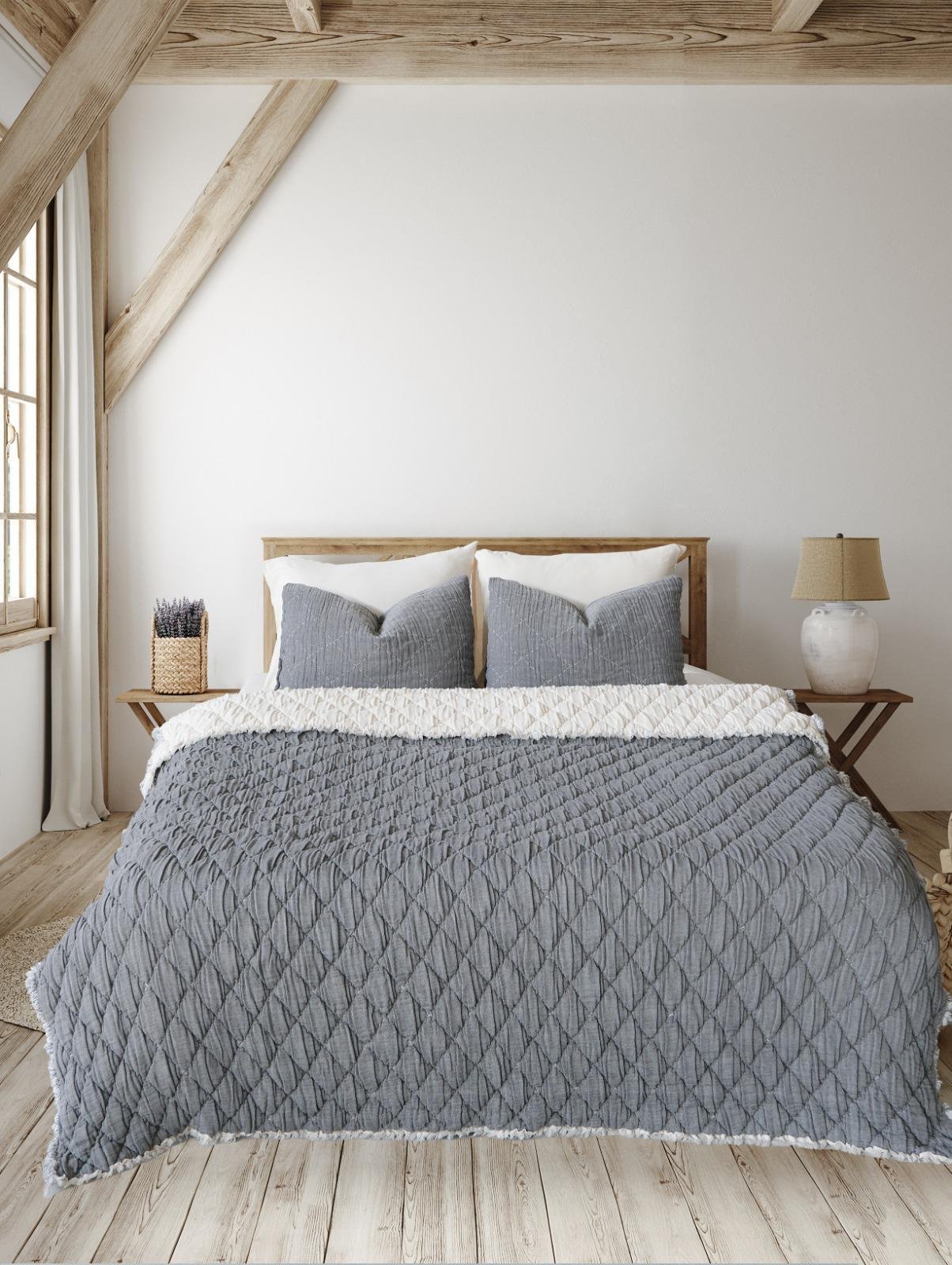 Atlas Çift Kişilik Yatak Örtüsü & Yorgan Seti - Antrasit