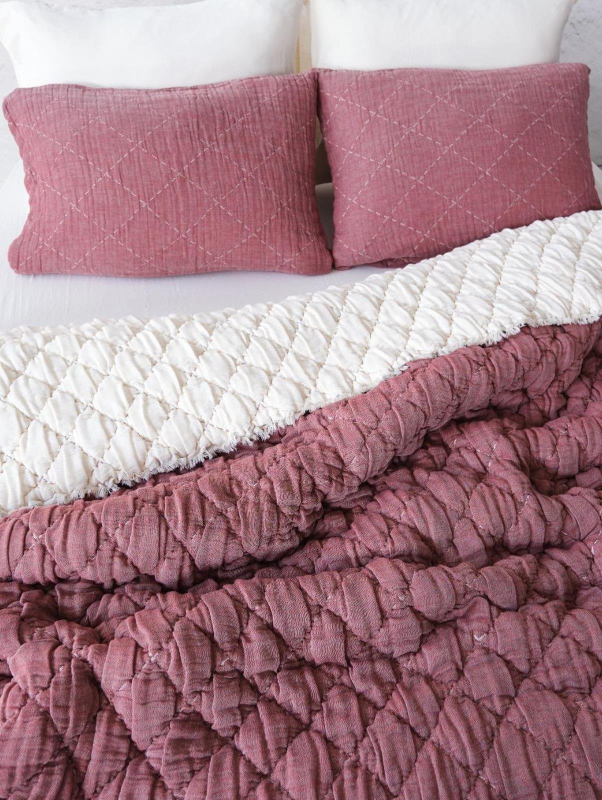 Atlas Çift Kişilik Yatak Örtüsü & Yorgan Seti - Bordo