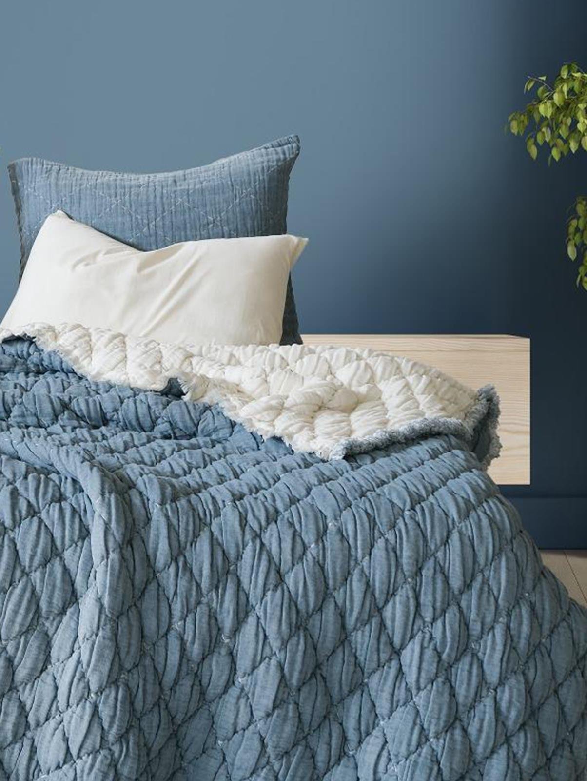 Atlas Çift Kişilik Yatak Örtüsü & Yorgan Seti - İndigo