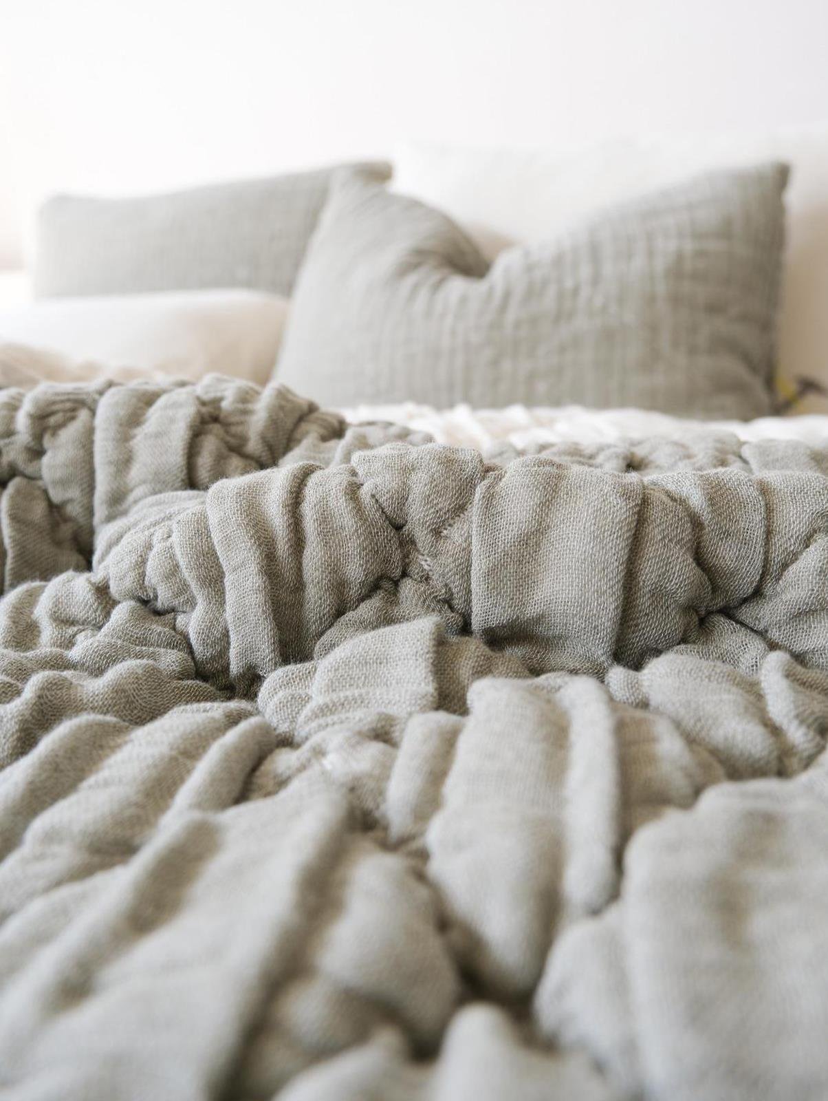 Atlas Çift Kişilik Yatak Örtüsü & Yorgan Seti - Haki