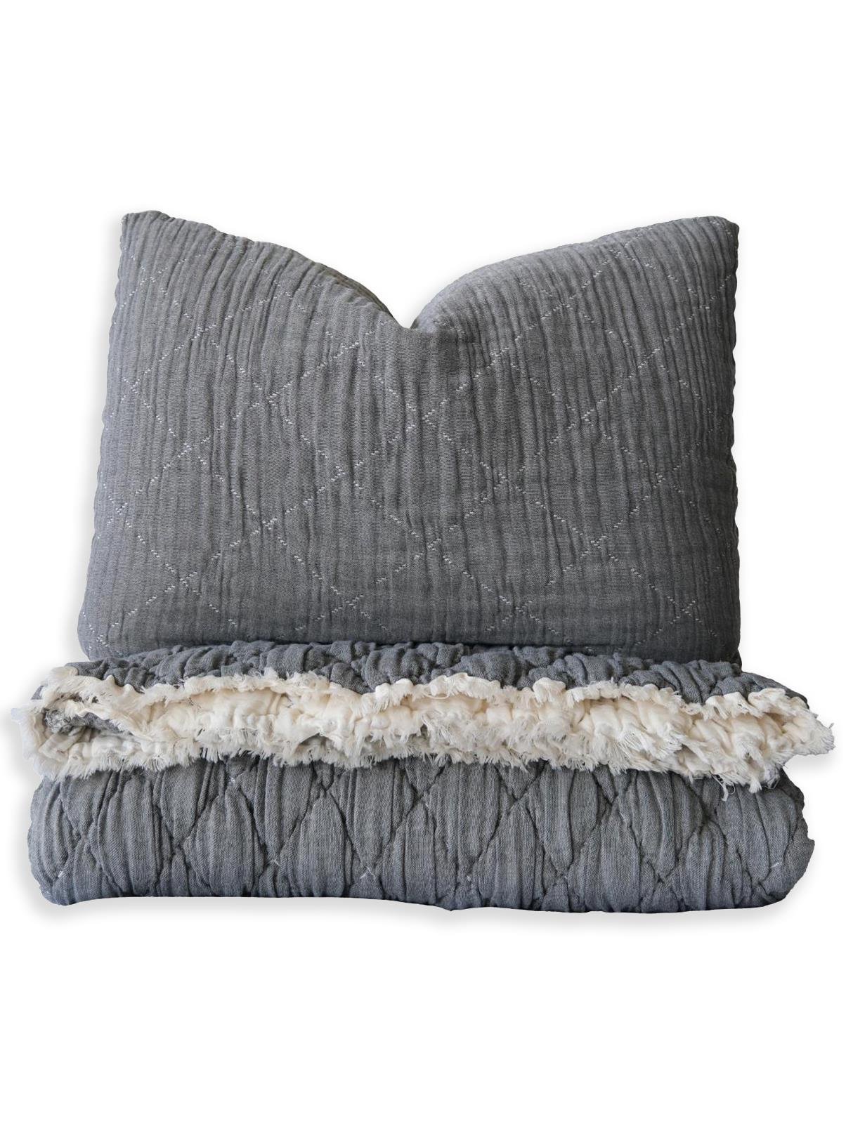 Atlas Çift Kişilik Yatak Örtüsü & Yorgan Seti - Antrasit