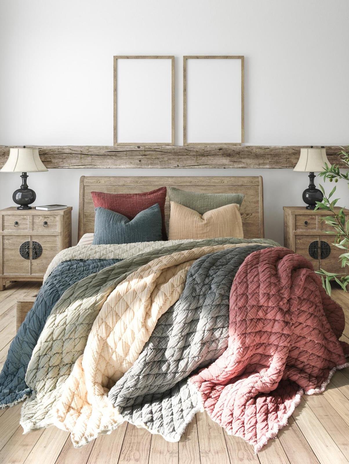 Atlas Çift Kişilik Yatak Örtüsü & Yorgan Seti - Bej