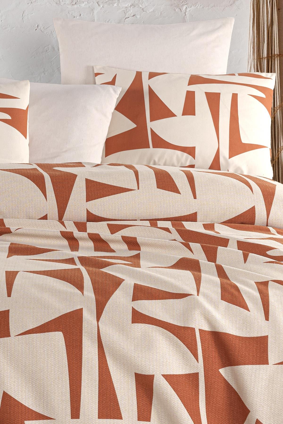 Cotton Life Çift Kişilik Pike Takımı Marvin Kiremit