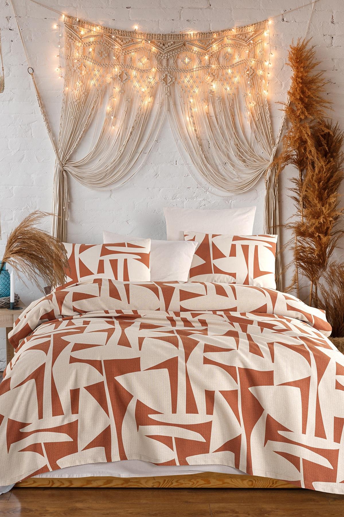 Cotton Life Çift Kişilik Pike Takımı Marvin Kiremit