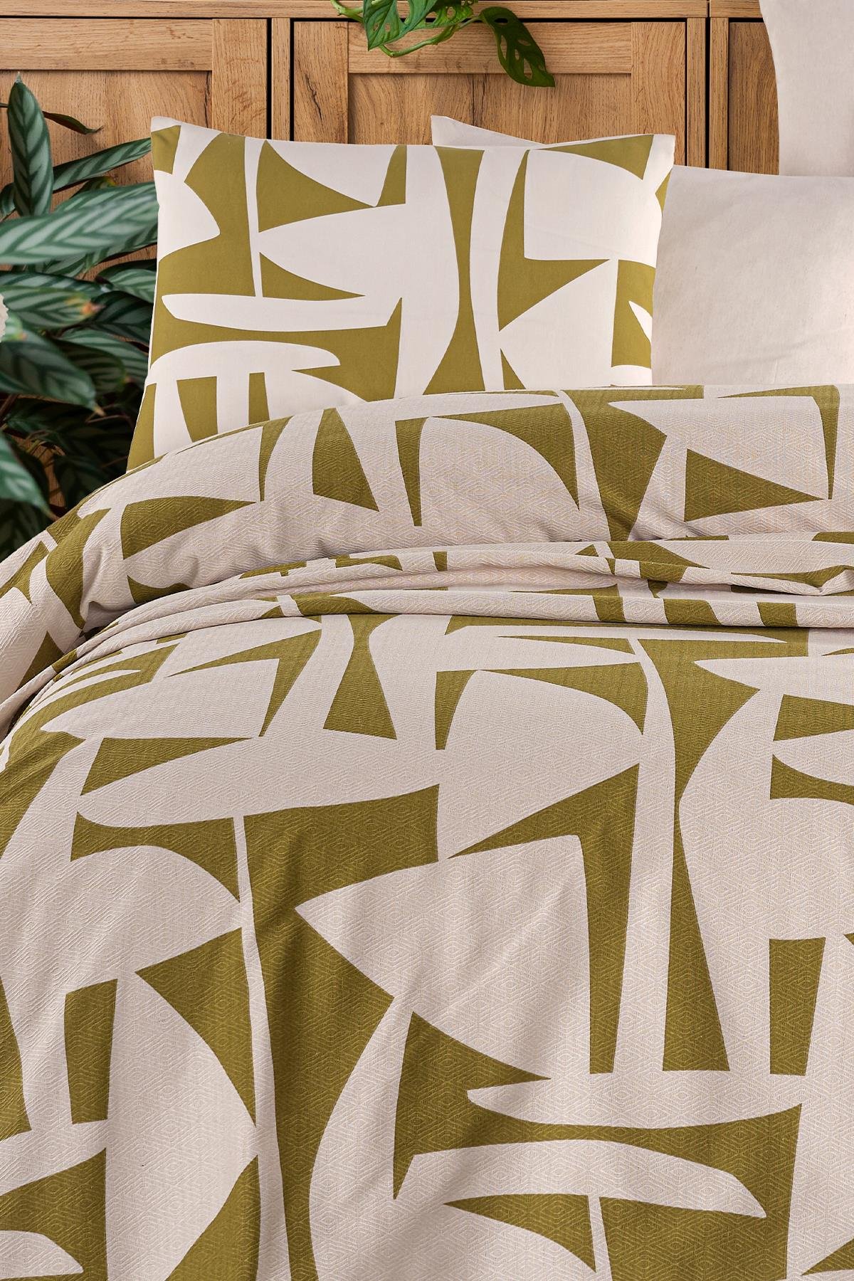 Cotton Life Çift Kişilik Pike Takımı Marvin Yeşil