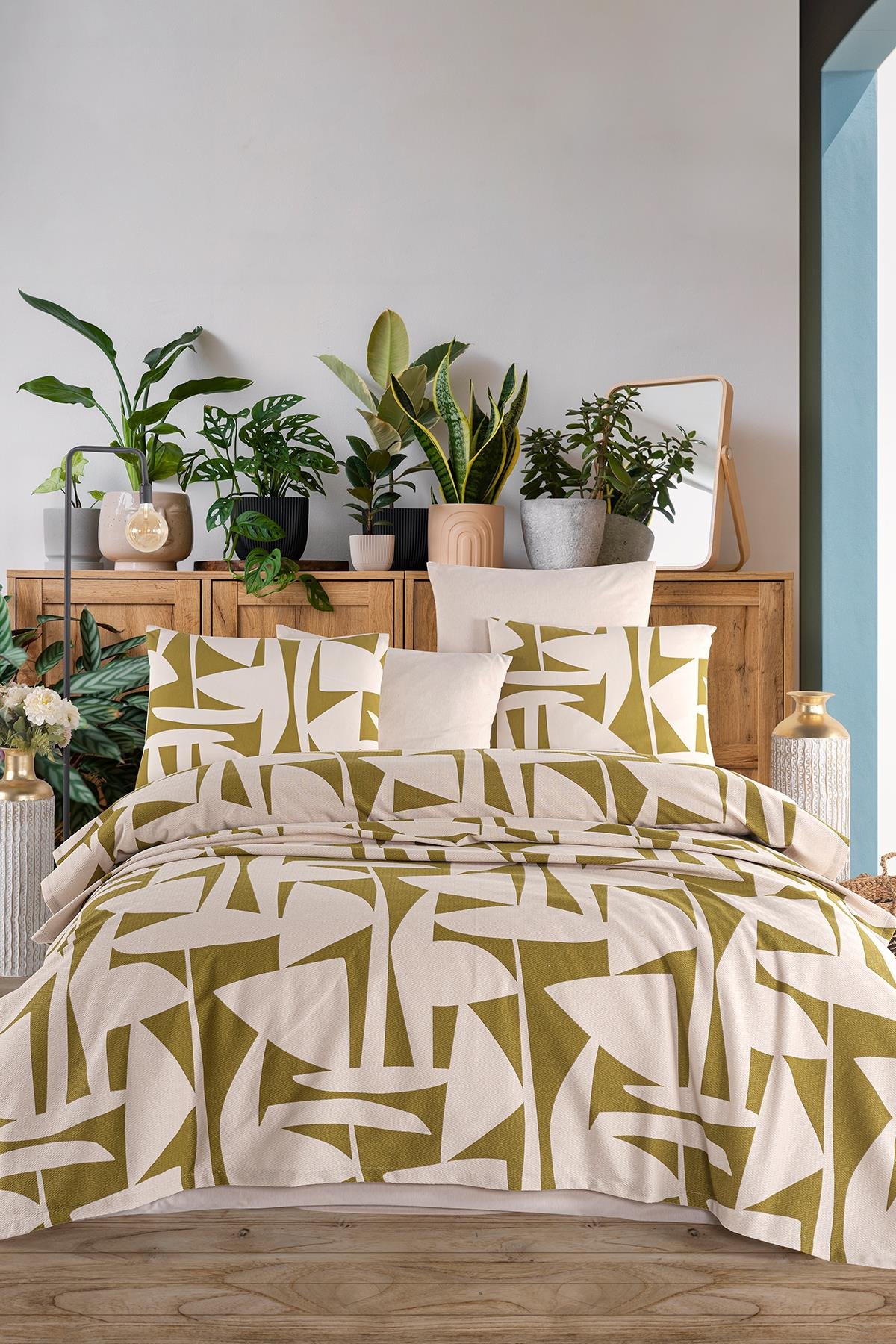 Cotton Life Çift Kişilik Pike Takımı Marvin Yeşil