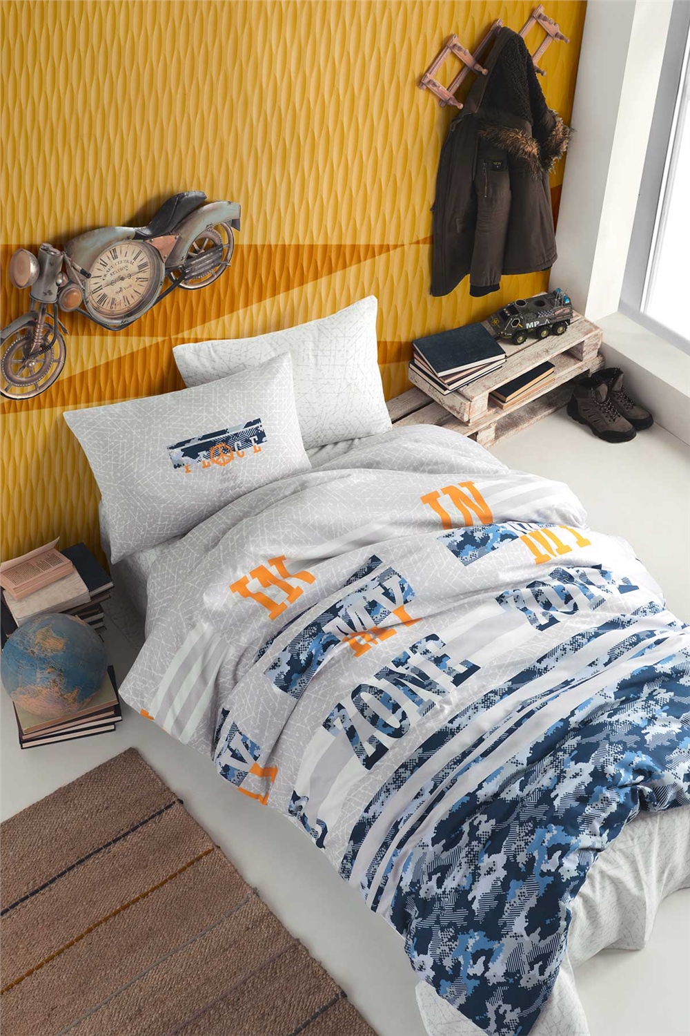 Cotton Life Tek Kişilik Nevresim Takımı - Freezone Lacivert