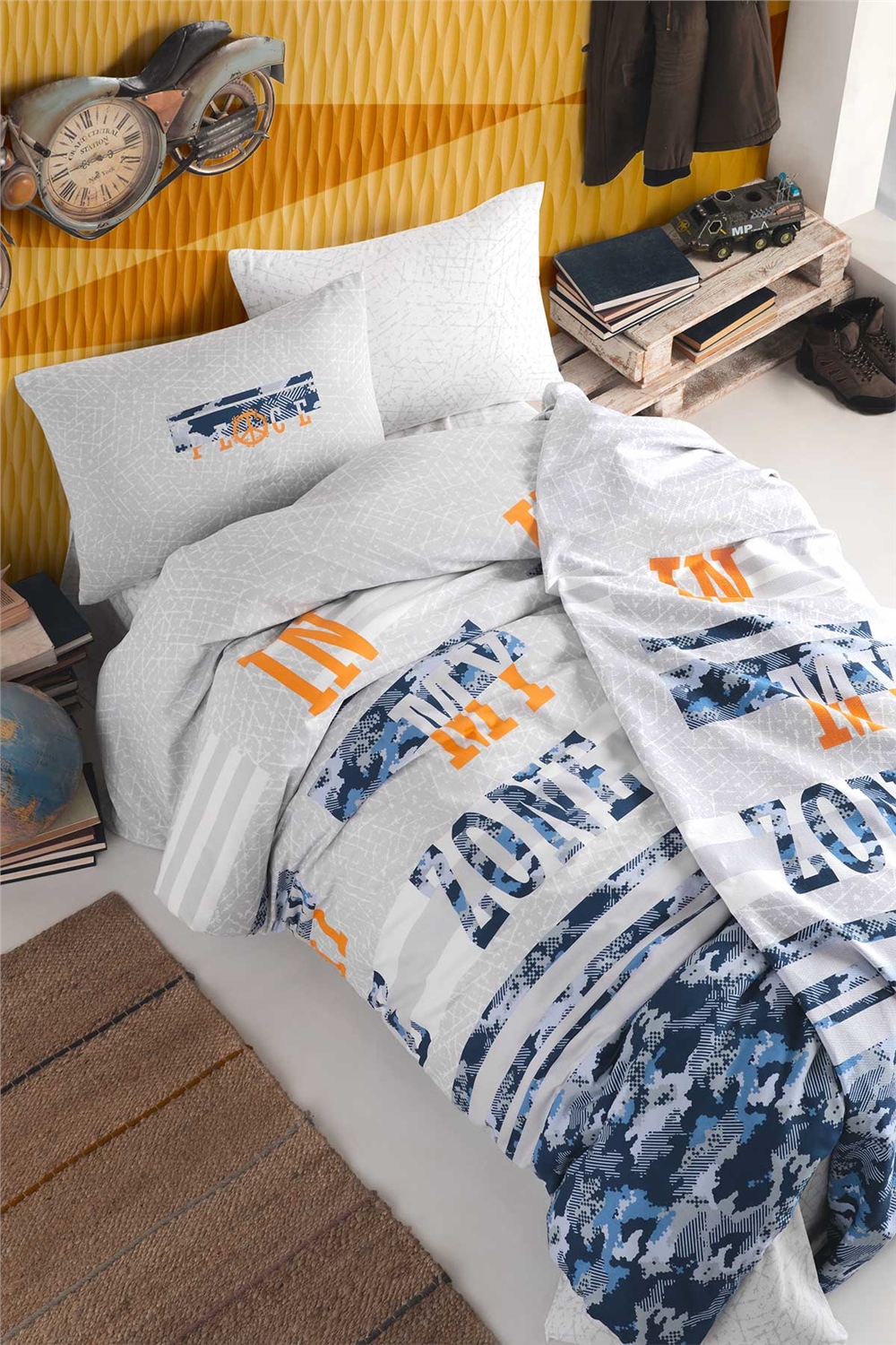 Cotton Life Tek Kişilik Nevresim Takımı - Freezone Lacivert