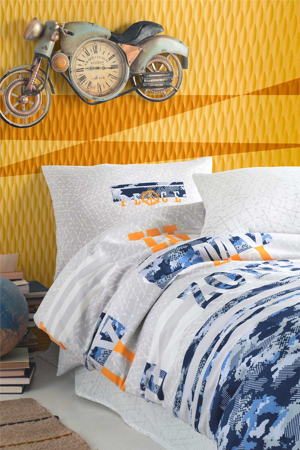 Cotton Life Tek Kişilik Nevresim Takımı - Freezone Lacivert