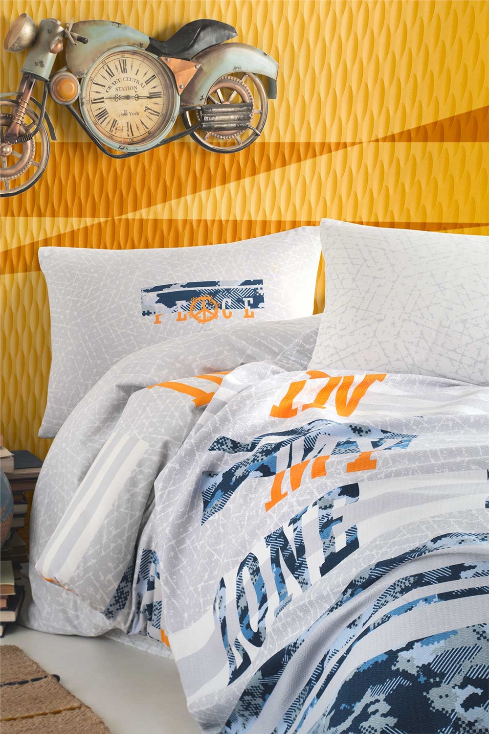 Cotton Life Tek Kişilik Nevresim Takımı - Freezone Lacivert