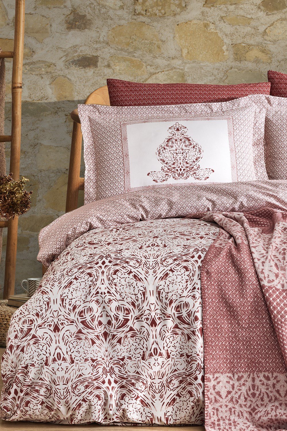 Dream Winter Çift Kişilik Battaniyeli Nevresim Takımı - Bordo