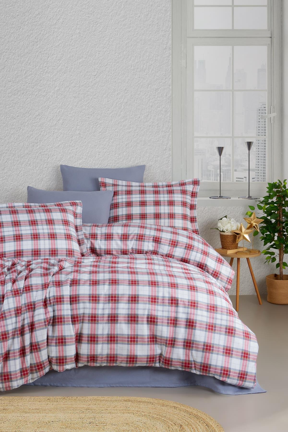 Flanel Çift Kişilik Nevresim Takımı Cozy Kırmızı