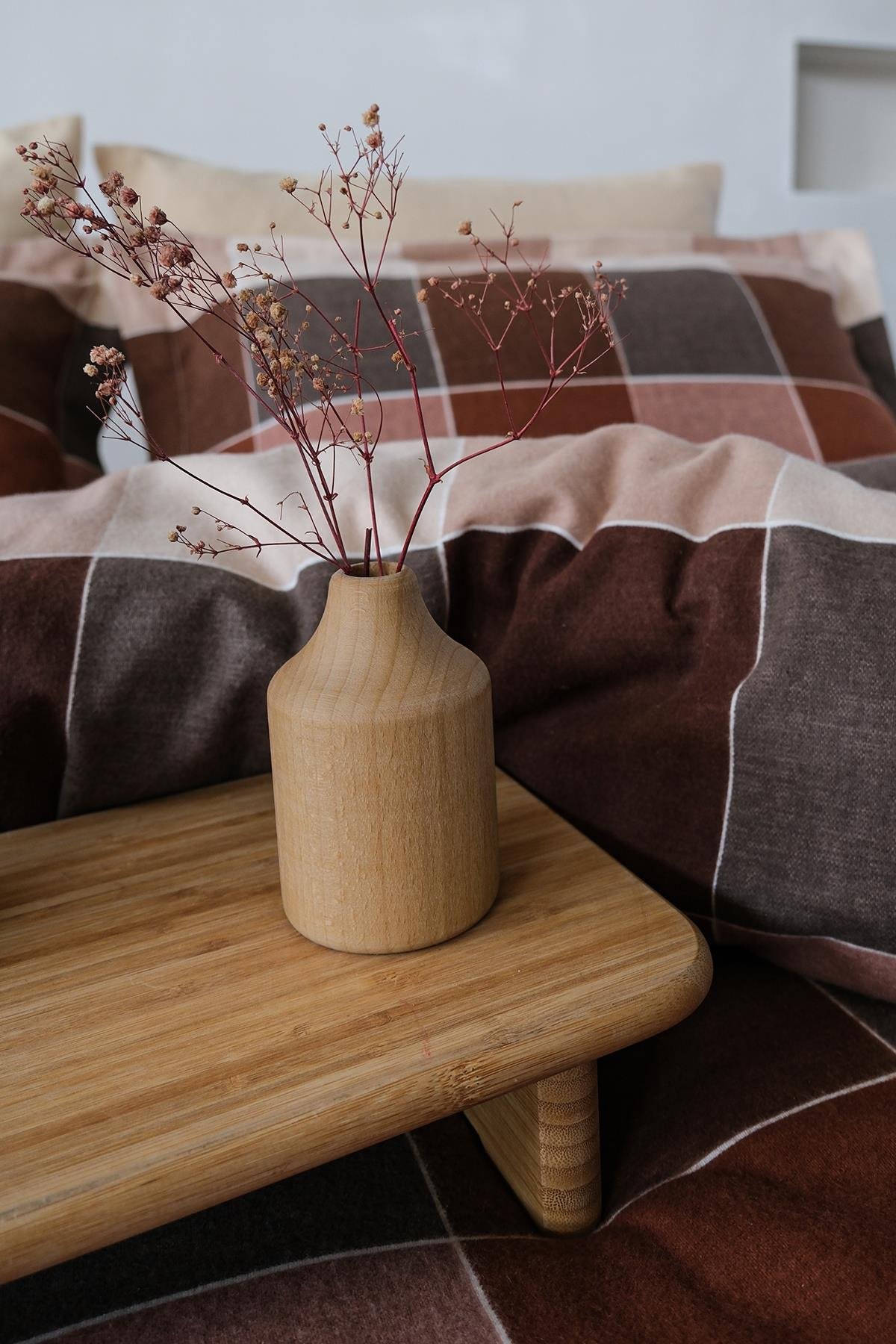 Flanel Çift Kişilik Nevresim Takımı Echo Kahve