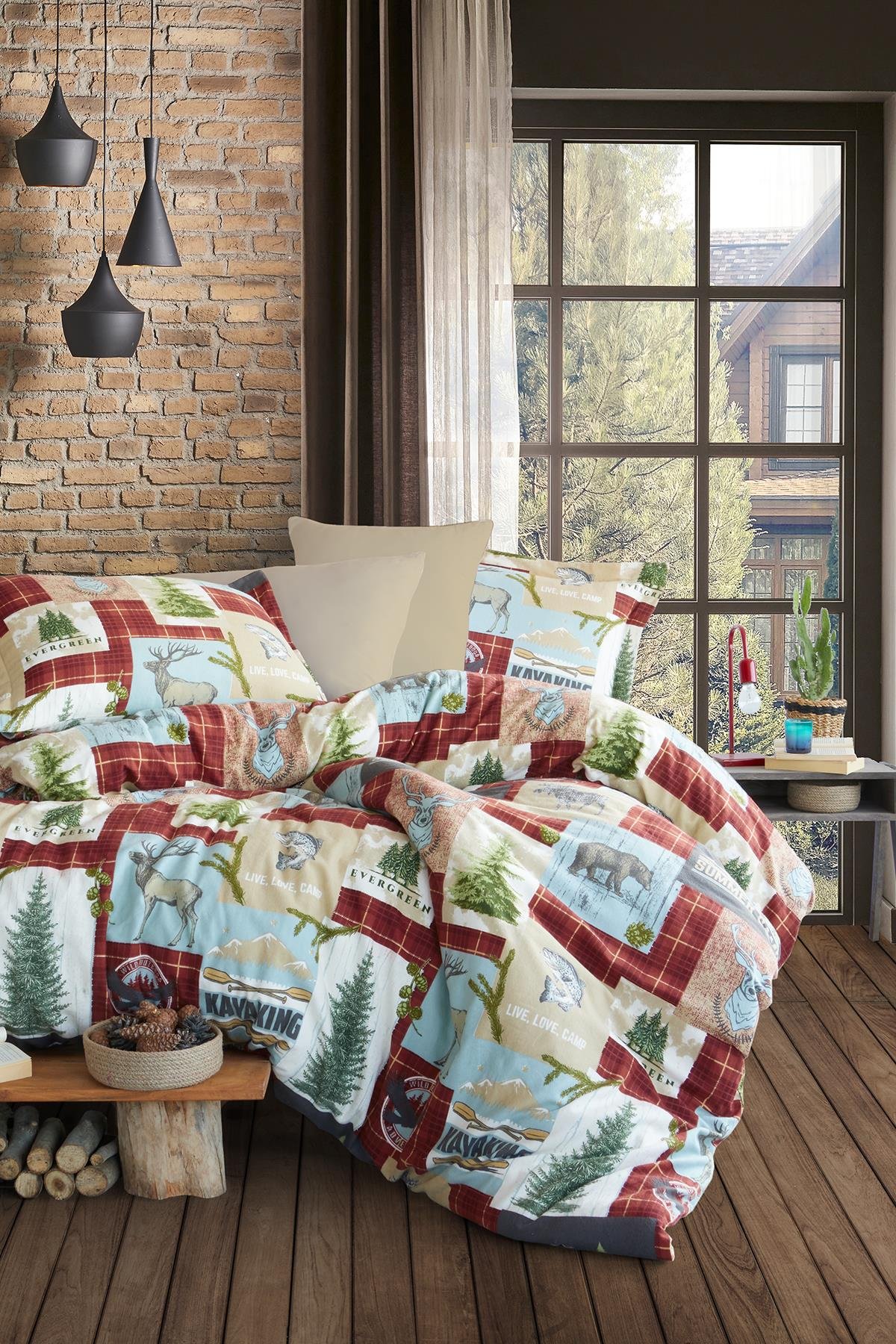 Flanel Çift Kişilik Nevresim Takımı Forest