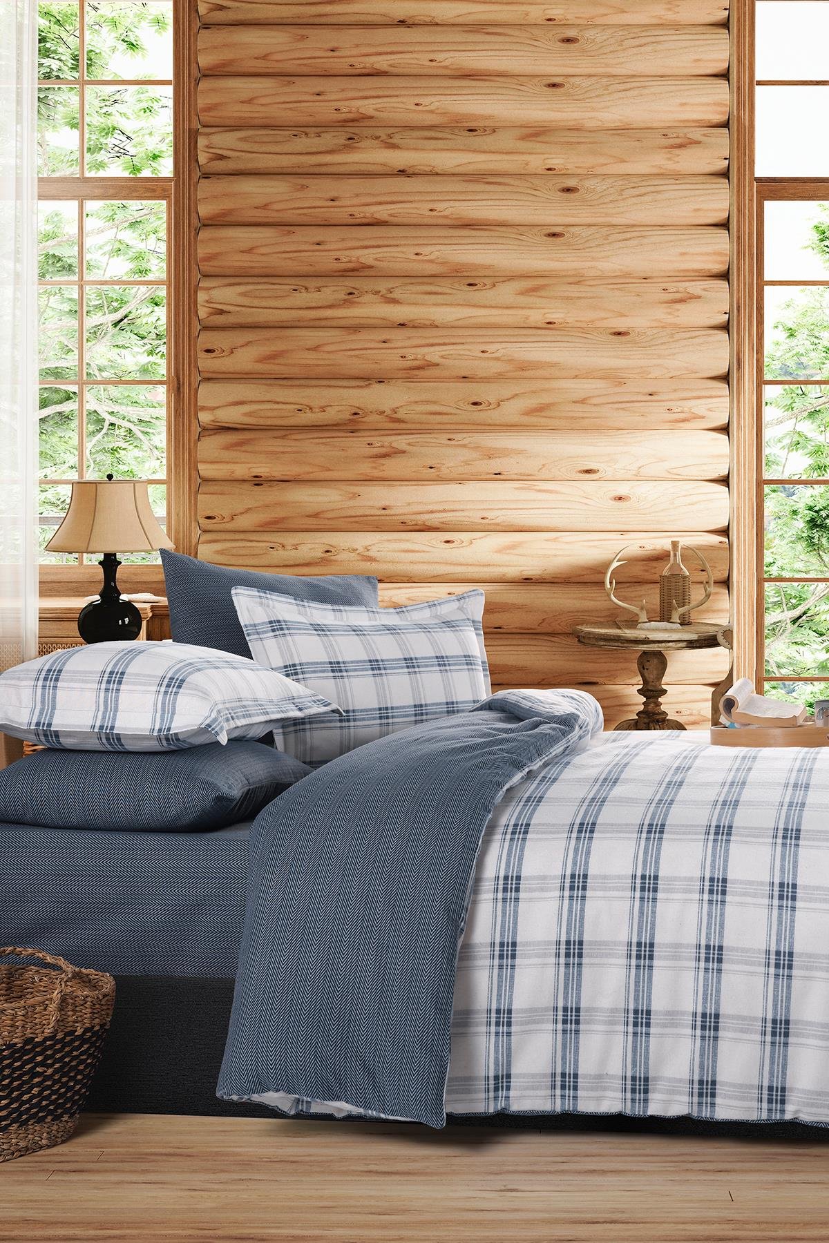 Flanel Çift Kişilik Nevresim Takımı Vista İndigo